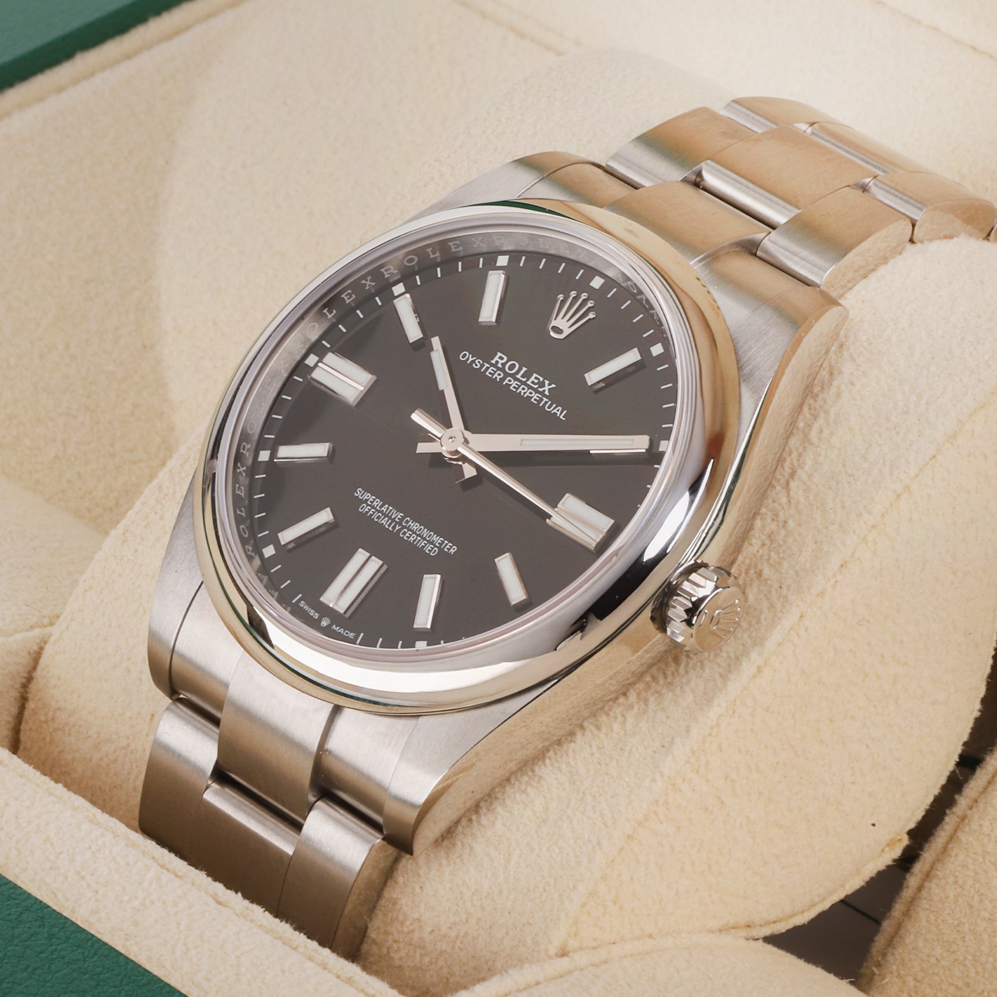 Rolex Stainless Steel Oyster Perpetual 41mm Black Dial Pre-Owned Watch