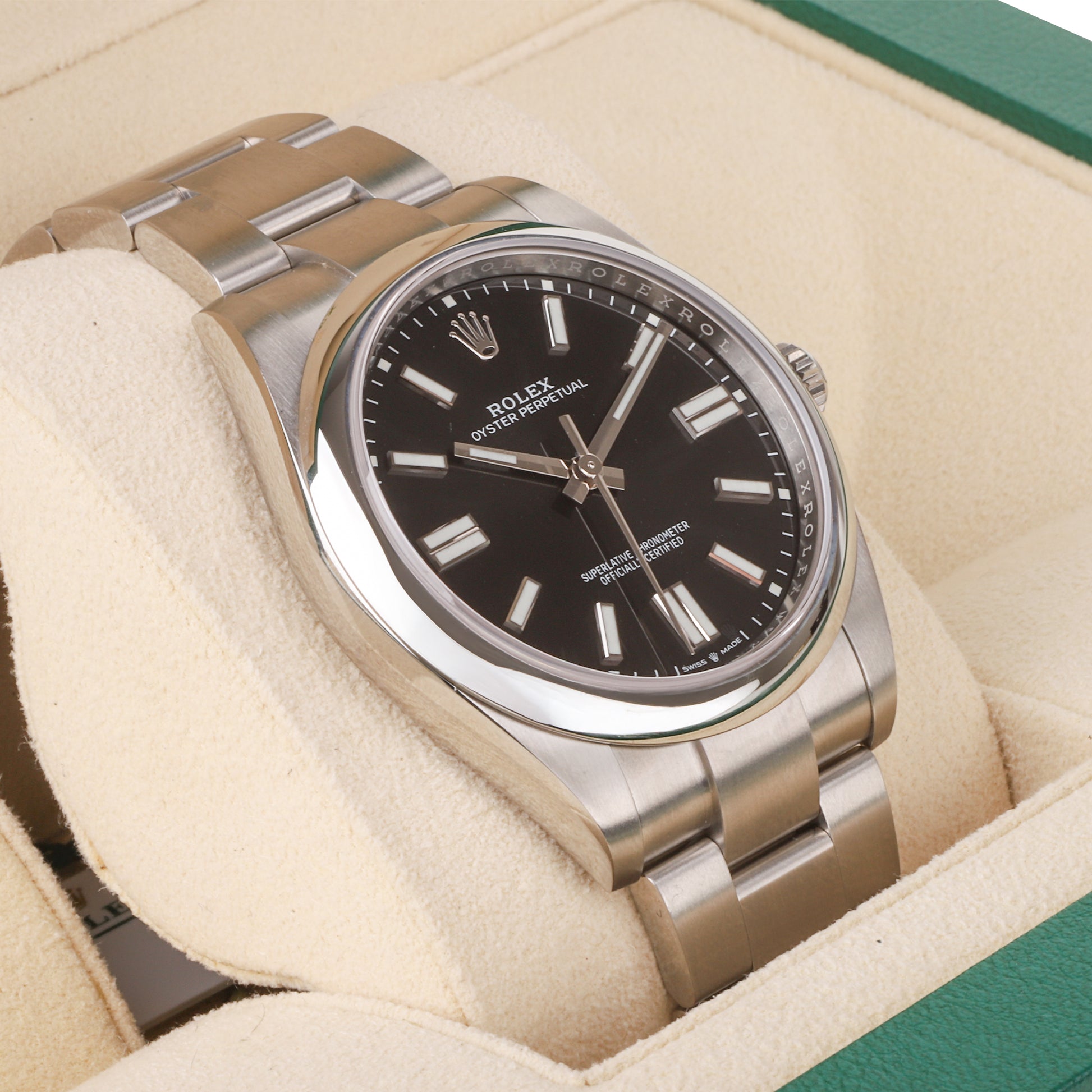Rolex Stainless Steel Oyster Perpetual 41mm Black Dial Pre-Owned Watch