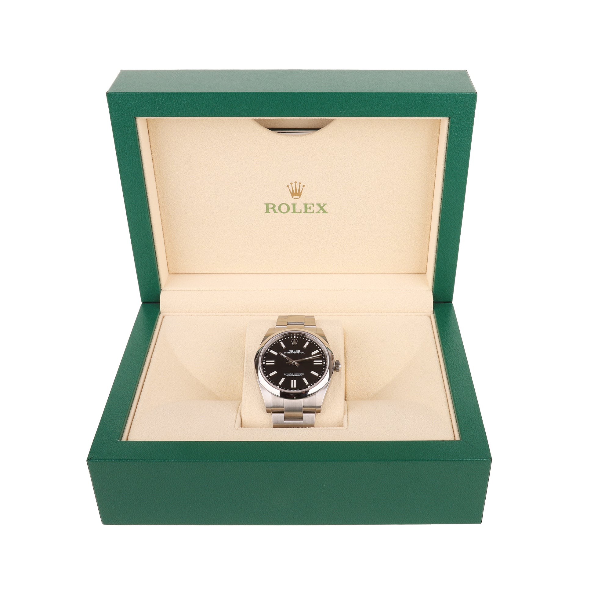 Rolex Stainless Steel Oyster Perpetual 41mm Black Dial Pre-Owned Watch