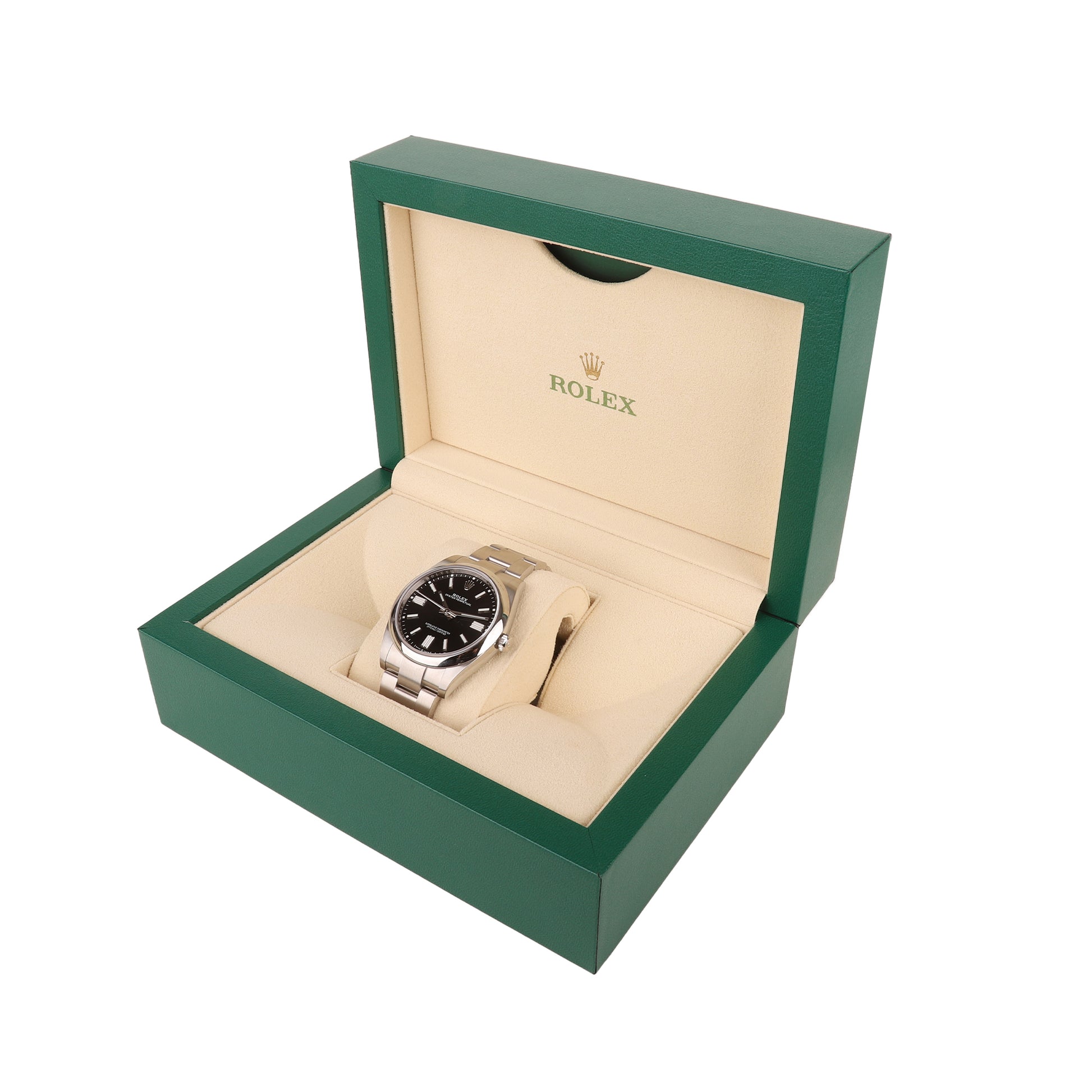 Rolex Stainless Steel Oyster Perpetual 41mm Black Dial Pre-Owned Watch