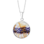 Round Blue John Double Sided Pendant with Butterflies, on a 16"- 18" Spiga Chain