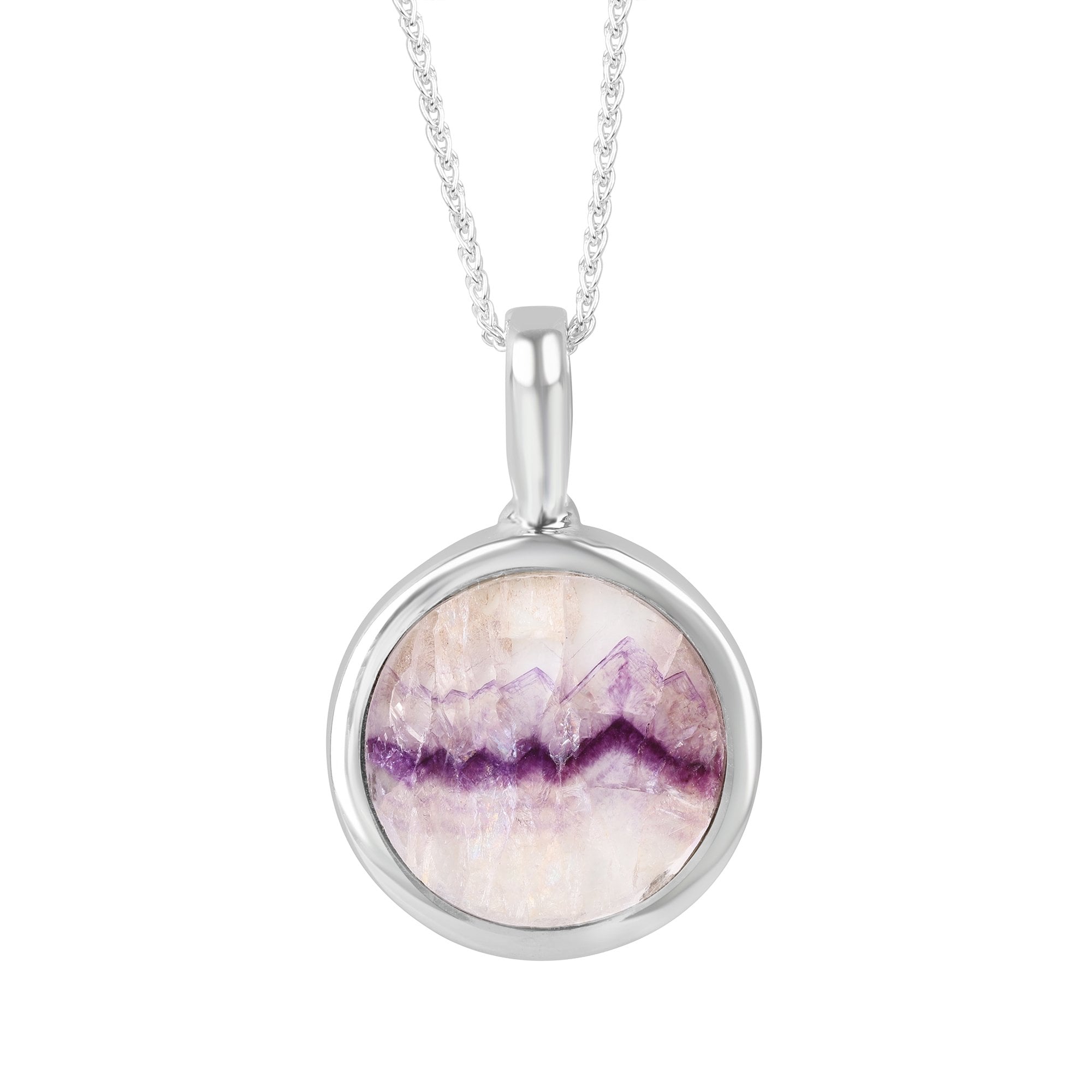 Round Double Sided Silver Blue John Pendant