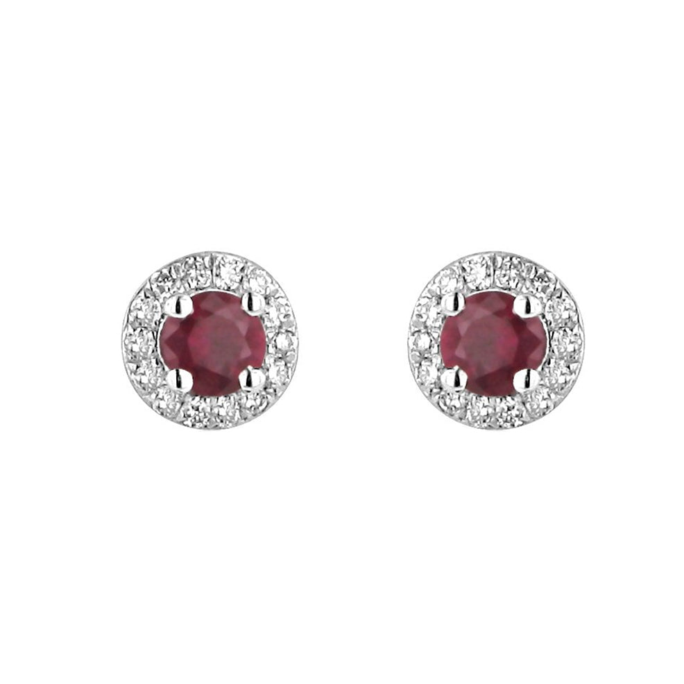 Ruby and Diamond Halo Earrings With Removable Diamond Ring