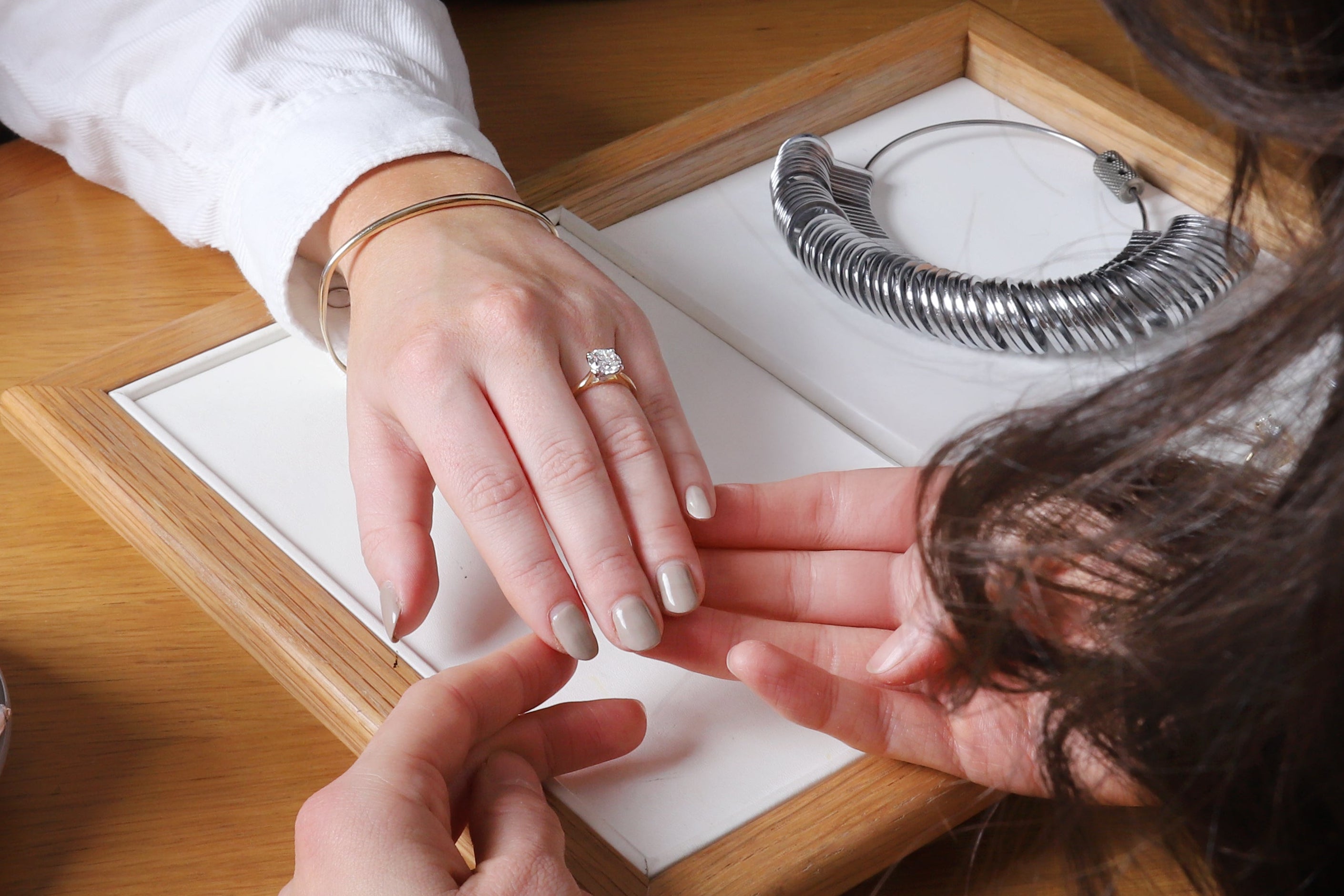 diamond engagement ring measuring, fitting and sizing 