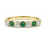 Seven Stone Alternating Emerald and Diamond Scalloped Edge Eternity Ring