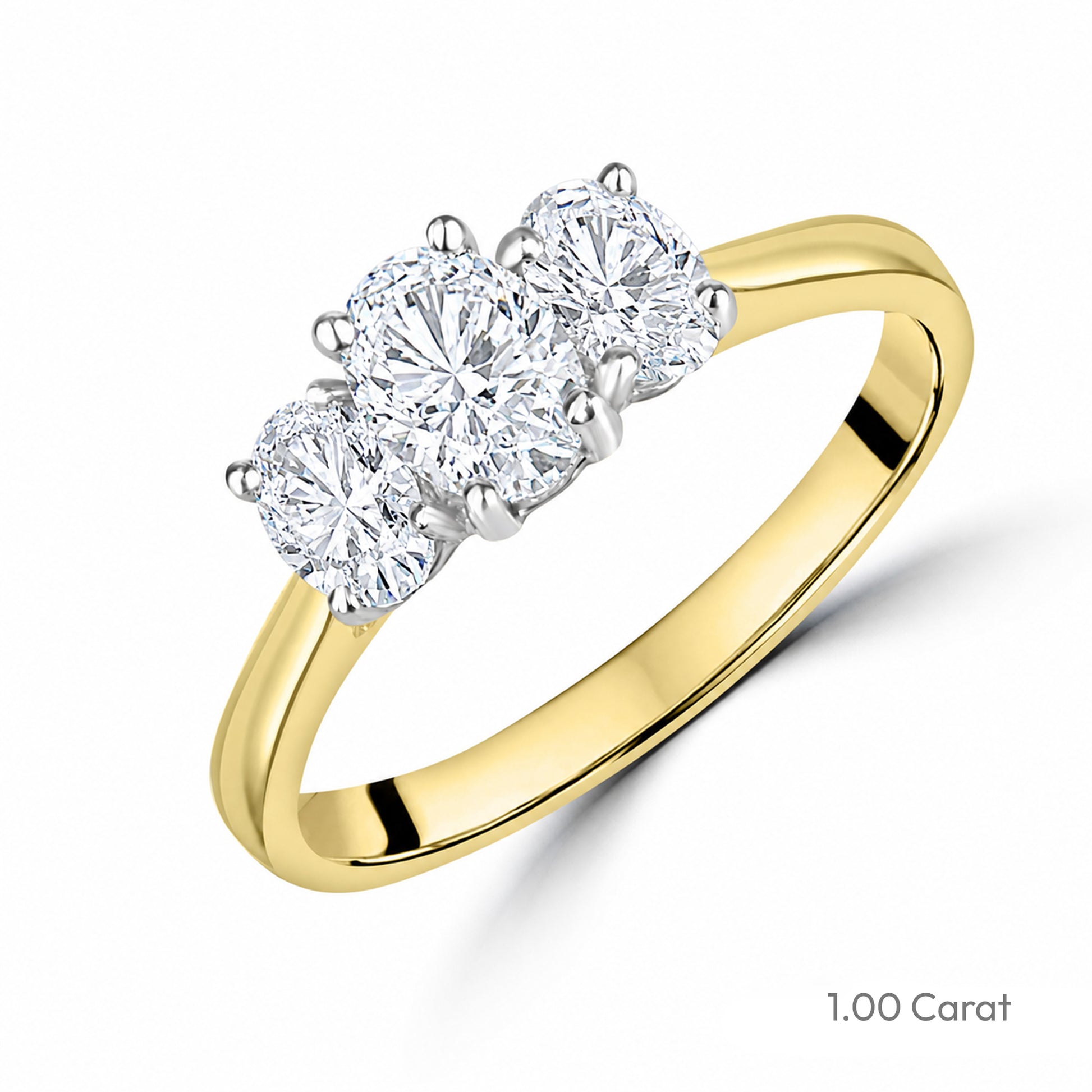 Signature 18ct Gold Three Stone Oval Cut Lab Grown Diamond Engagement Ring