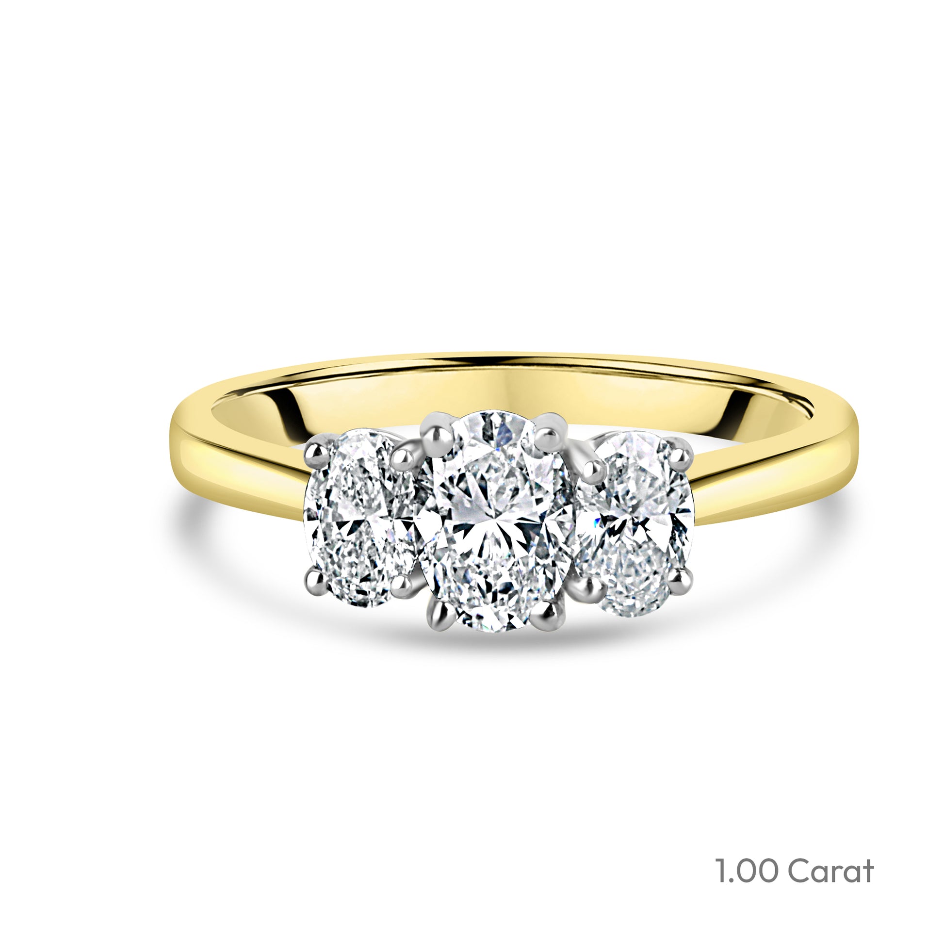 Signature 18ct Gold Three Stone Oval Cut Lab Grown Diamond Engagement Ring