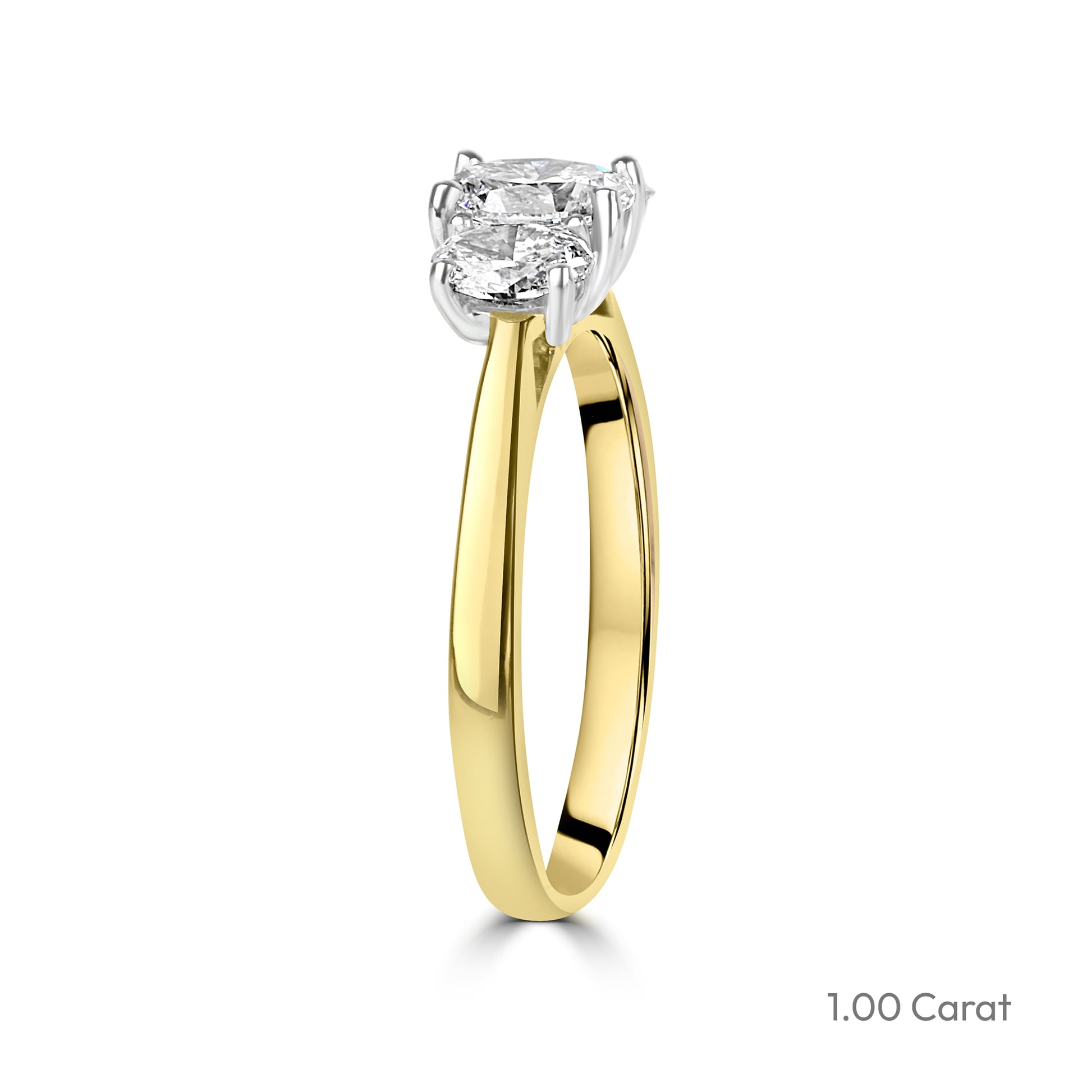 Signature 18ct Gold Three Stone Oval Cut Lab Grown Diamond Engagement Ring