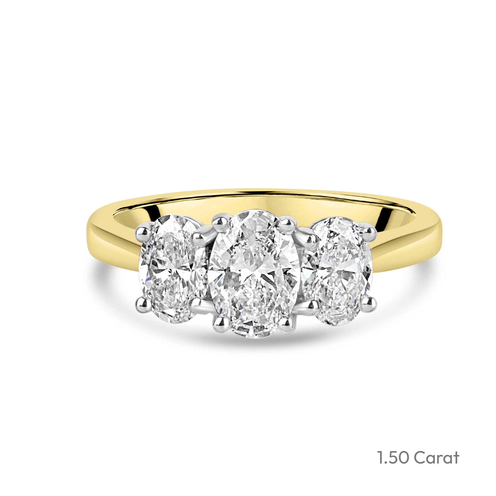 Signature 18ct Gold Three Stone Oval Cut Lab Grown Diamond Engagement Ring
