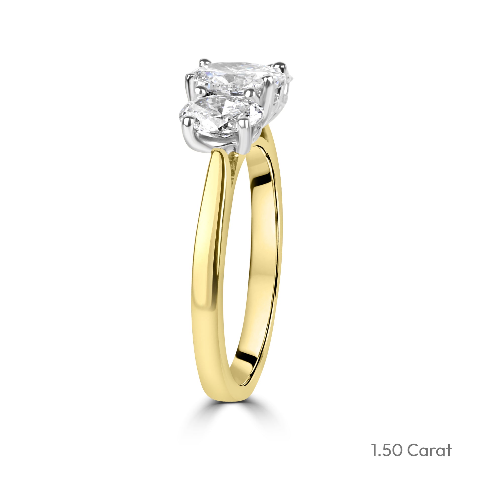 Signature 18ct Gold Three Stone Oval Cut Lab Grown Diamond Engagement Ring