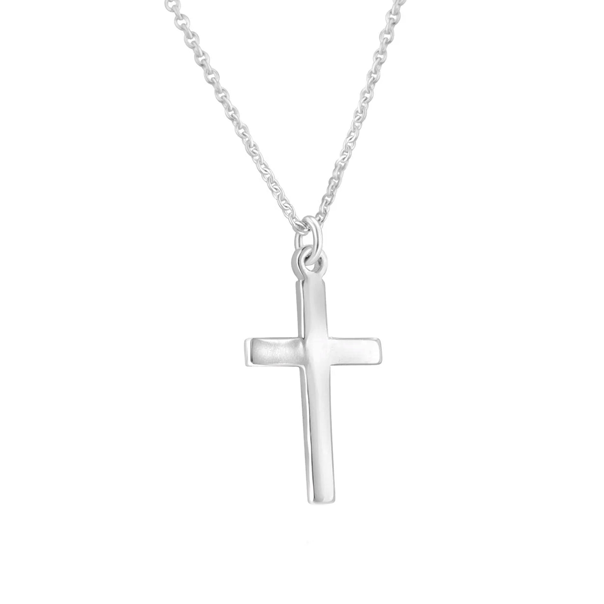 Silver Cross with 16-18 Adjustable Curb Chain