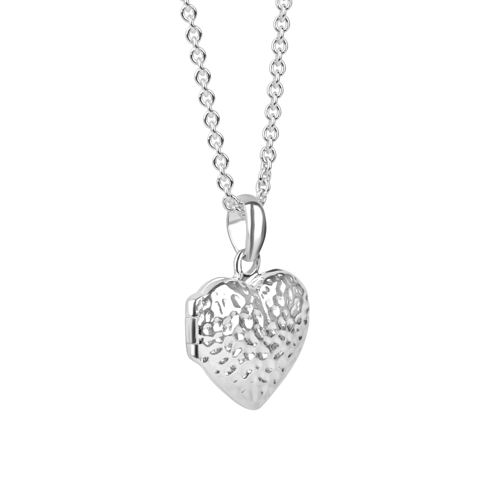 Silver Hammered Heart Locket and Chain