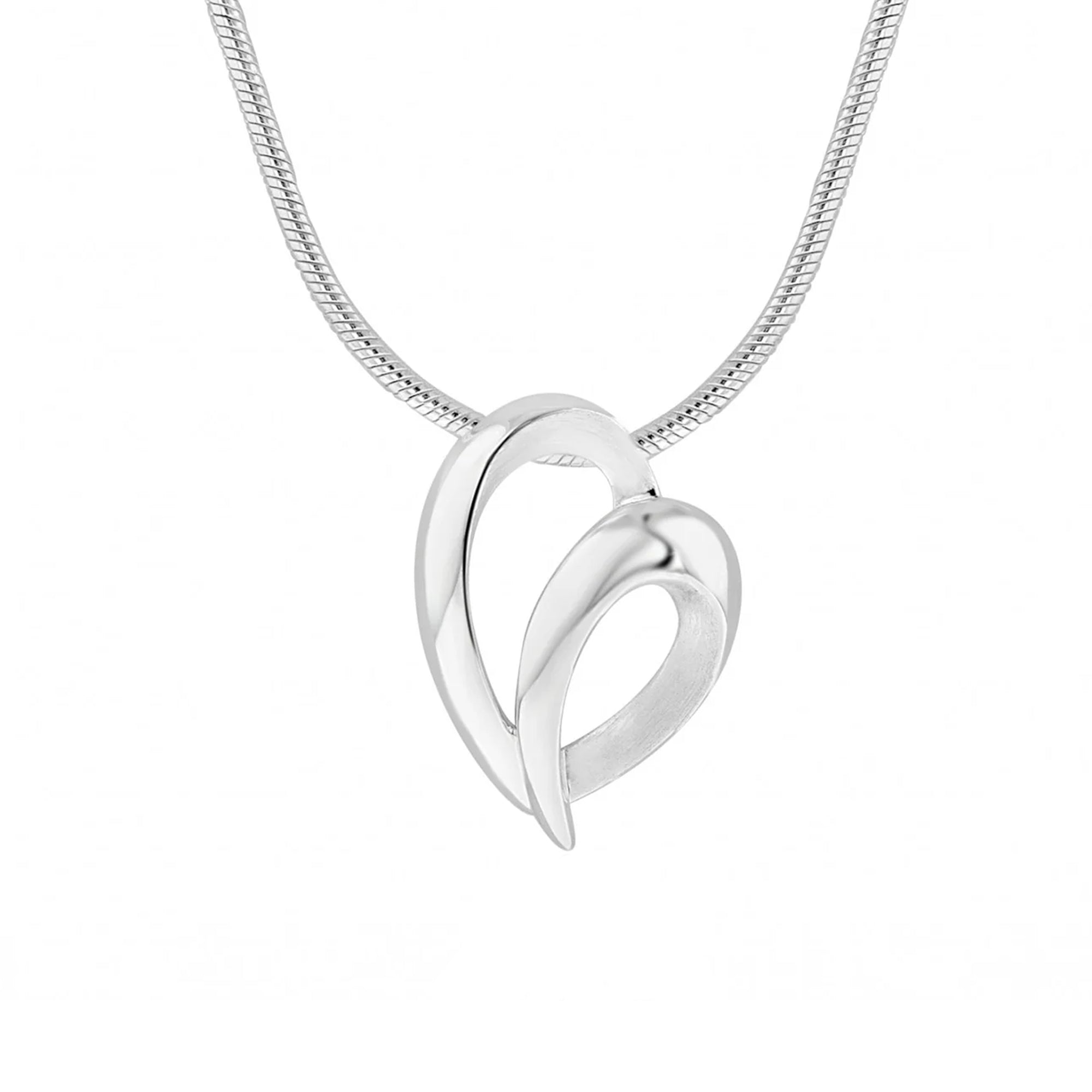 Silver Open Heart Snake Chain Pendant