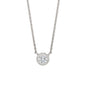 Silver Round CZ Necklace With Mill Grain Edge