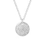 Silver Round Lunar Pendant with Textured Finish on a 20" Trace Chain