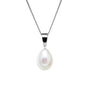 Silver White Teardrop Cultured Freshwater Pearl Necklace