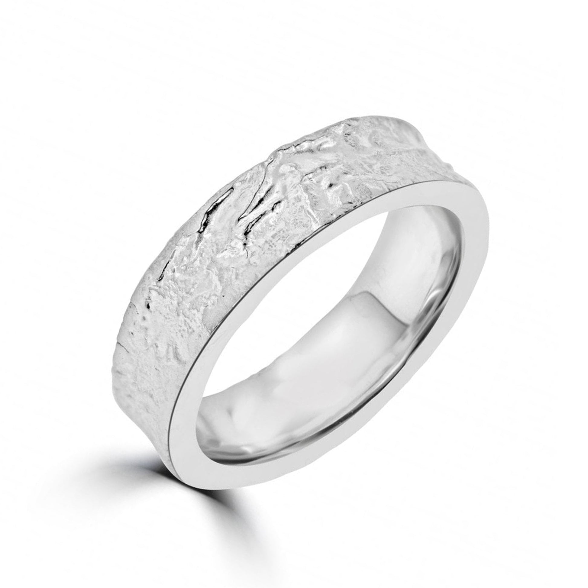 Silver 5mm Reticulated Finish 'Lunar' Ring