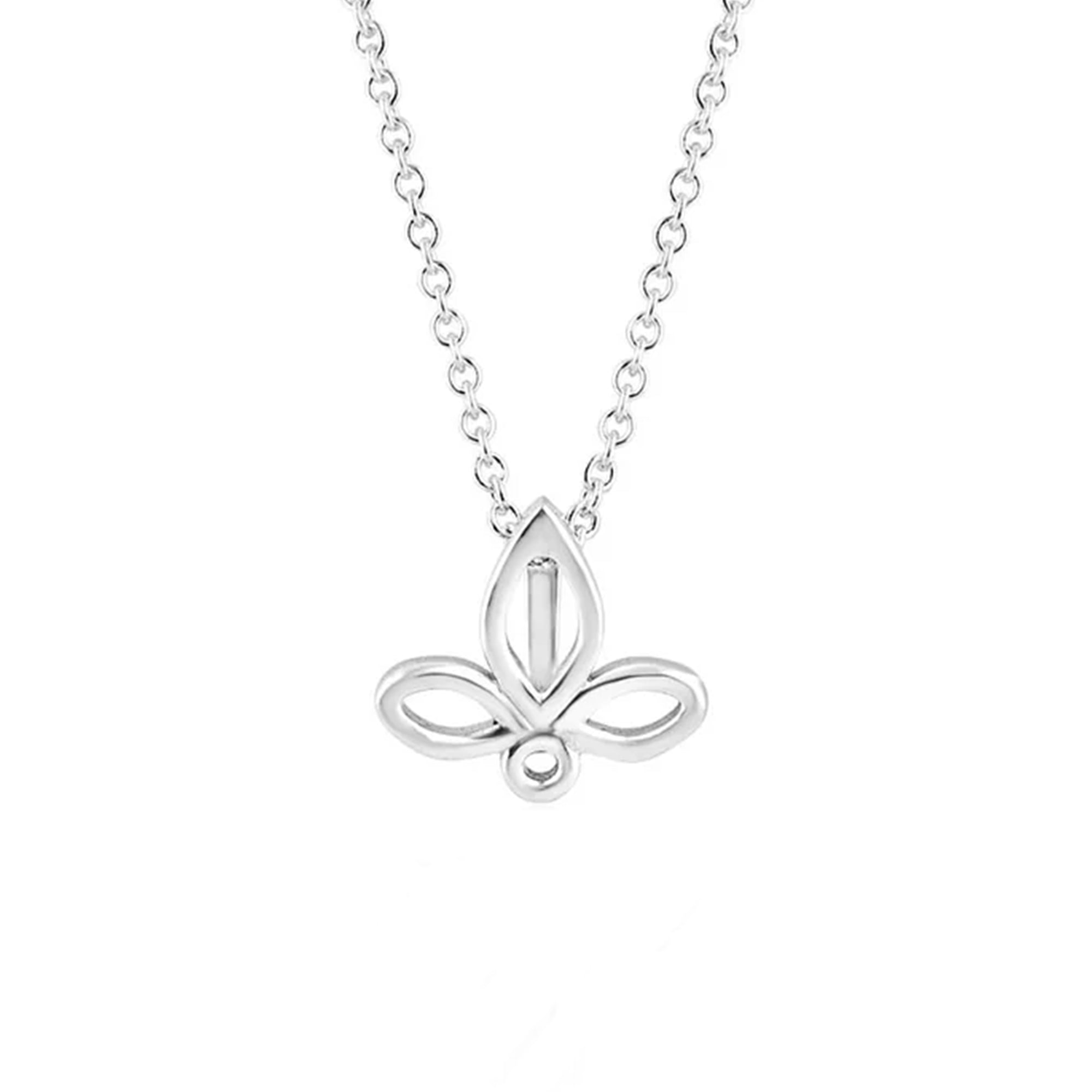 Silver Avanti Fleur De Lis Open Pendant with Adjustable 16"- 18" Trace Chain