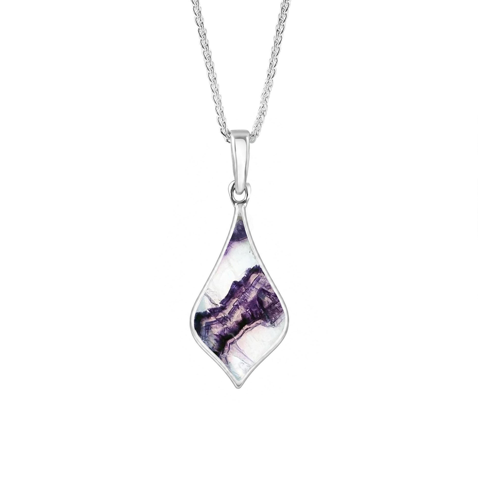 Silver Blue John Pendant and Chain