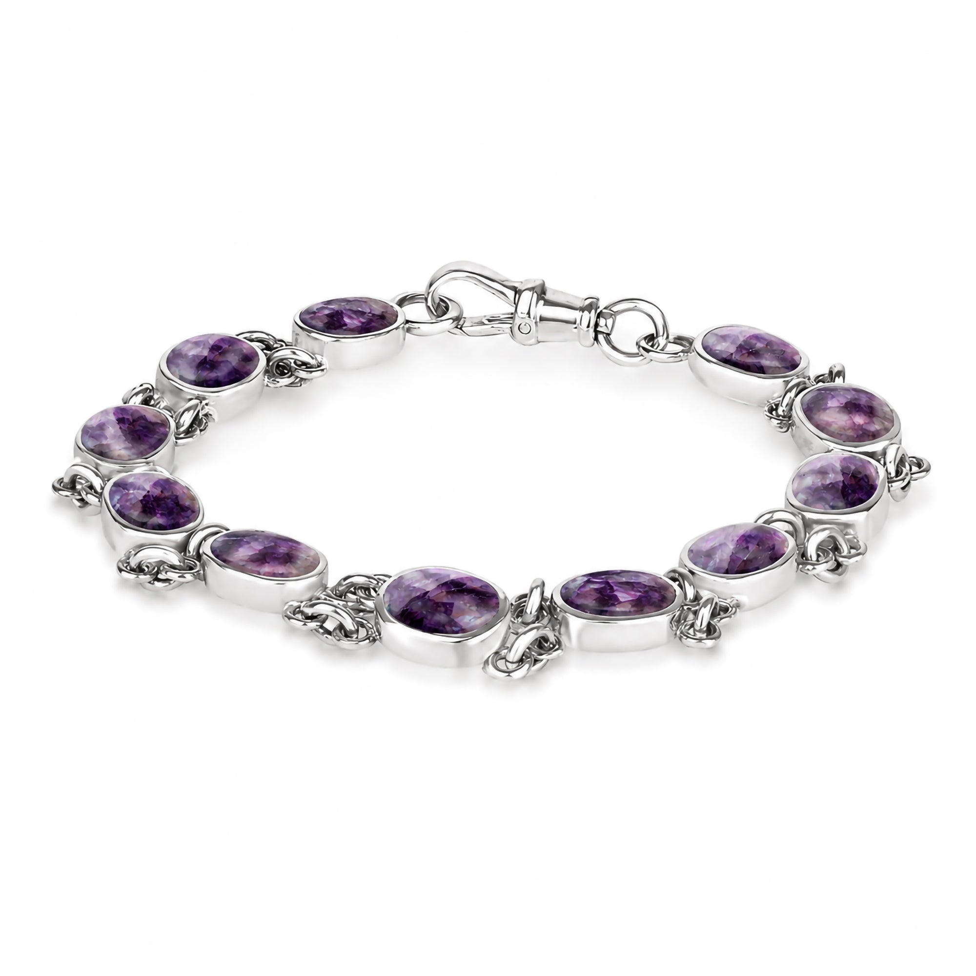 Silver Eleven Stone Blue John Bracelet