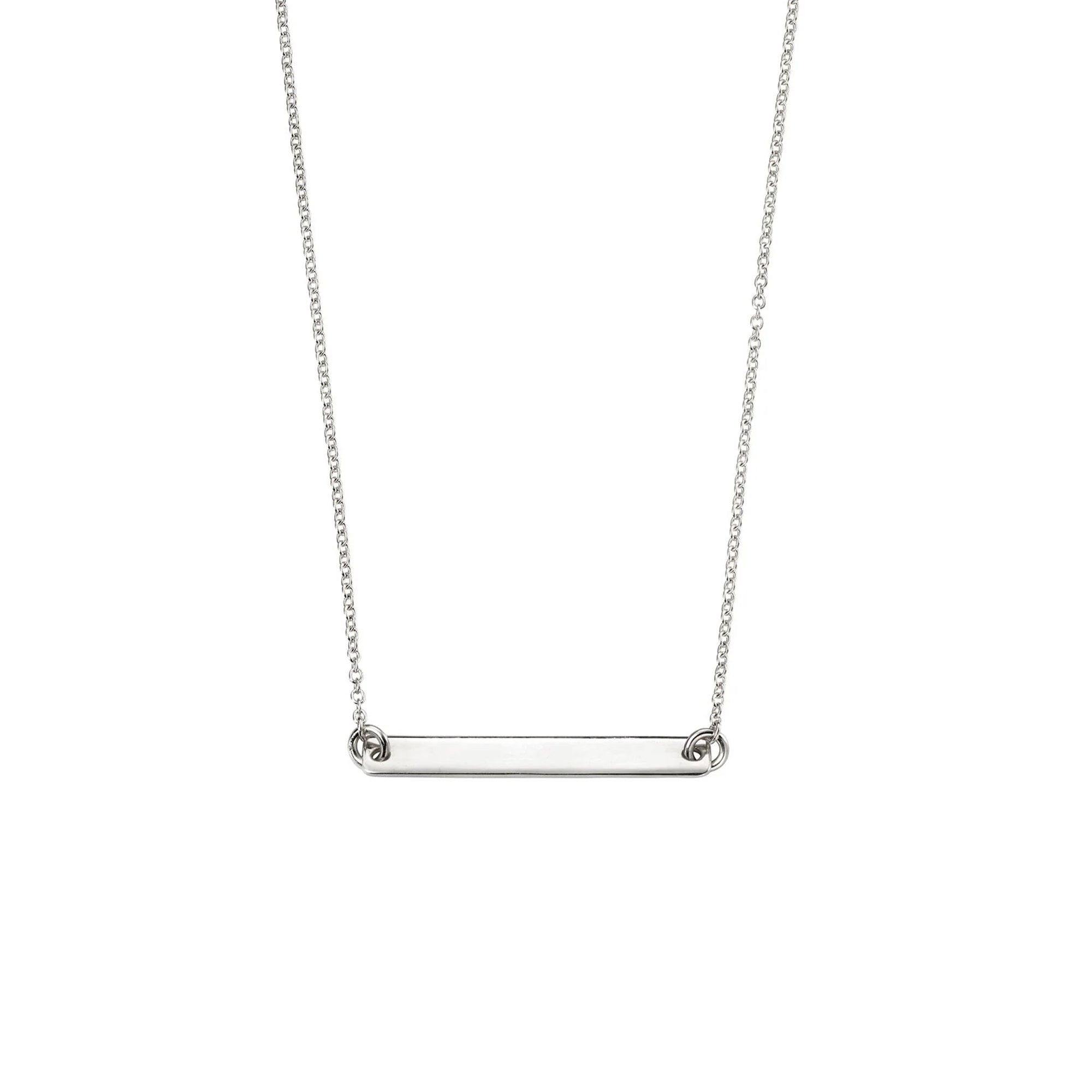 Silver Trace Chain Necklace with ID Bar, 42cm + 5cm Extender