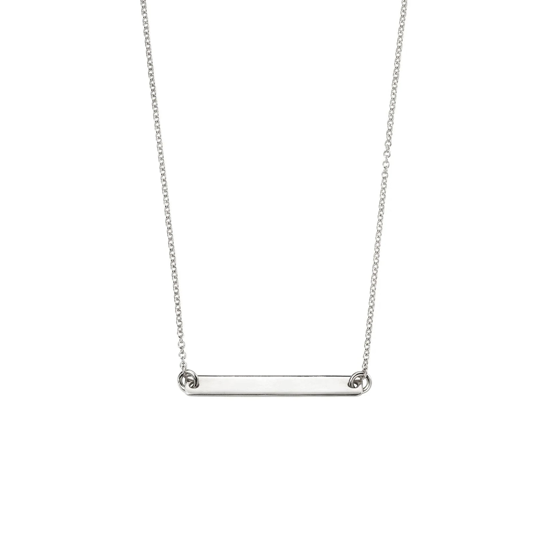 Silver Trace Chain Necklace with ID Bar, 42cm + 5cm Extender