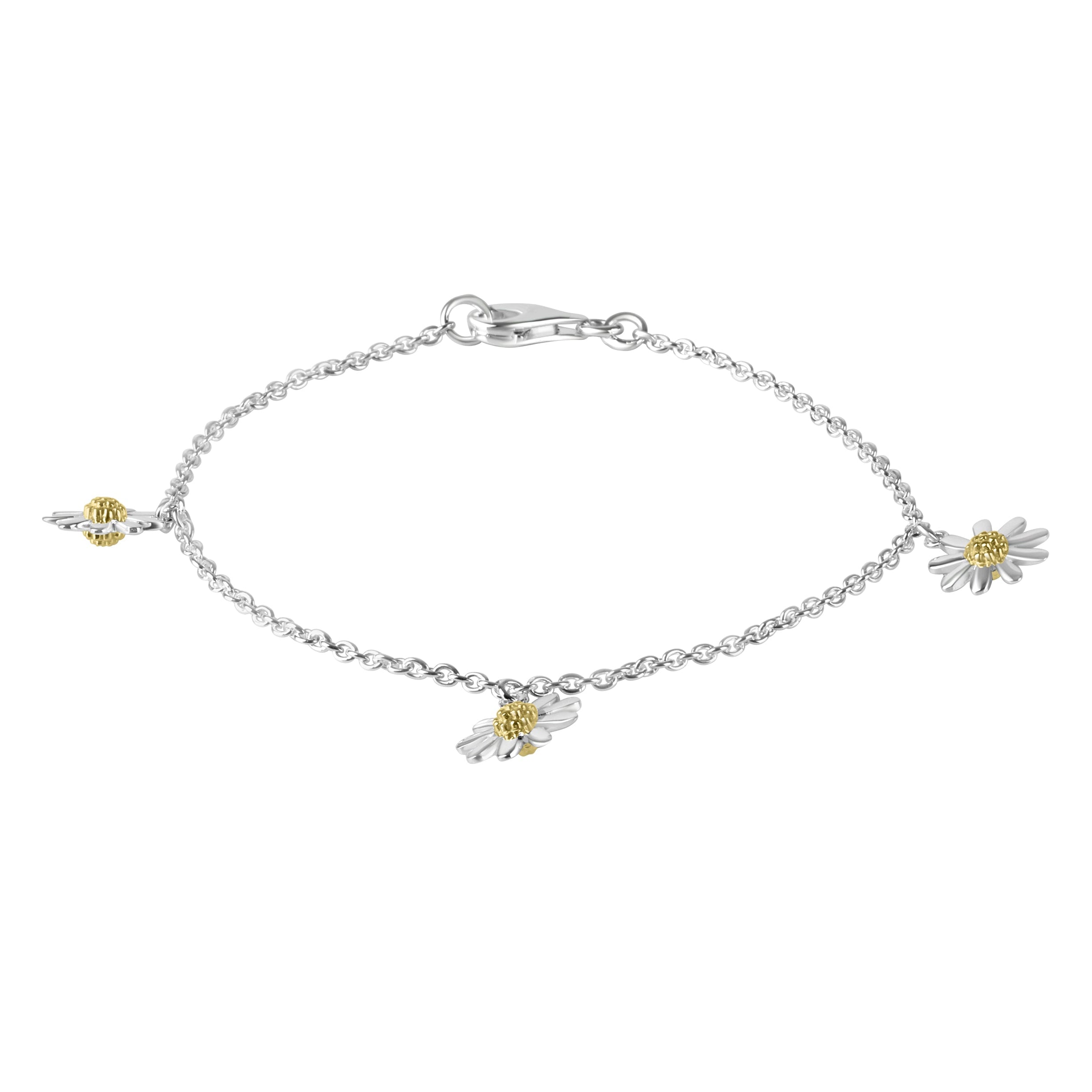 Silver 10mm Daisy Charm Bracelet