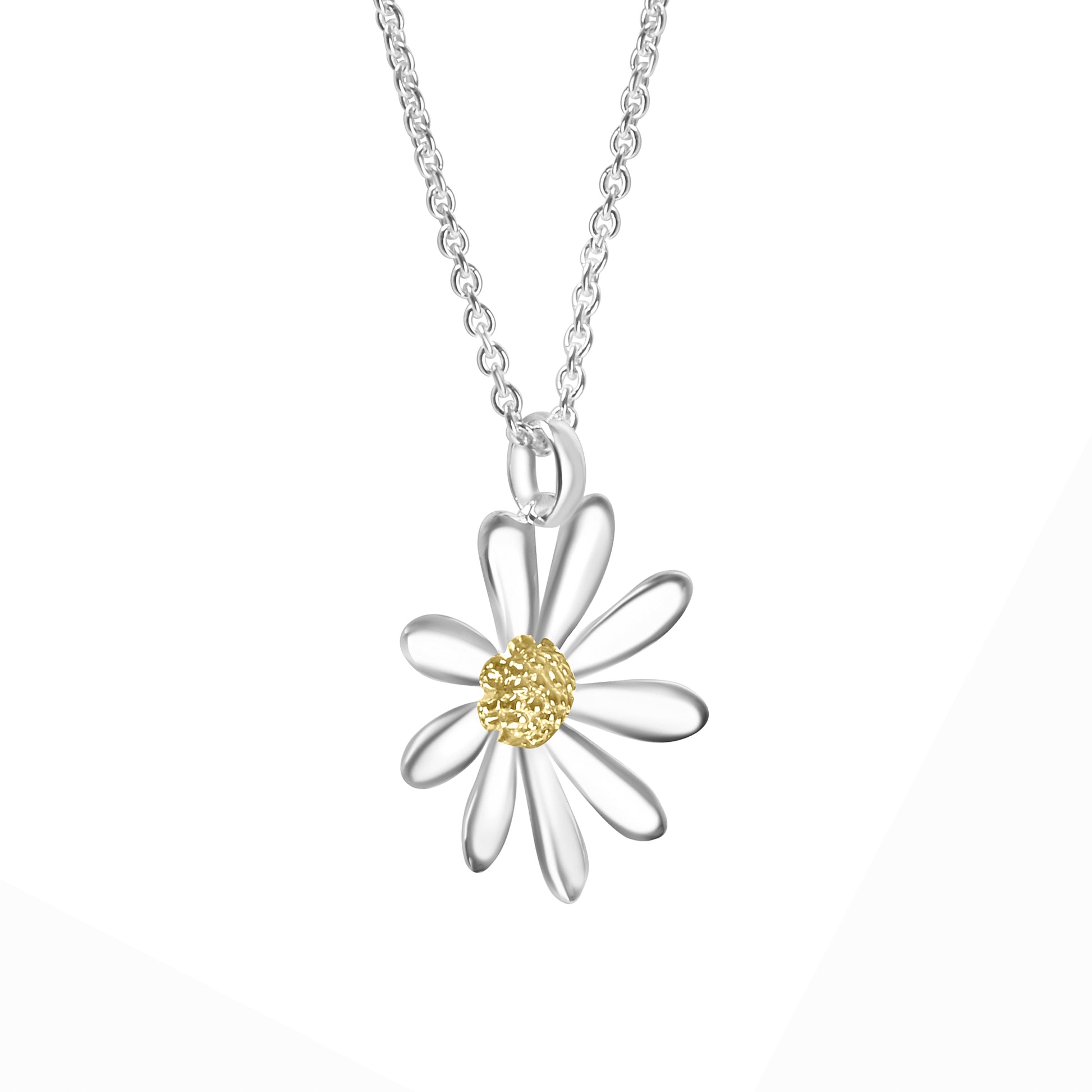 Silver 25mm Daisy Pendant Necklace 