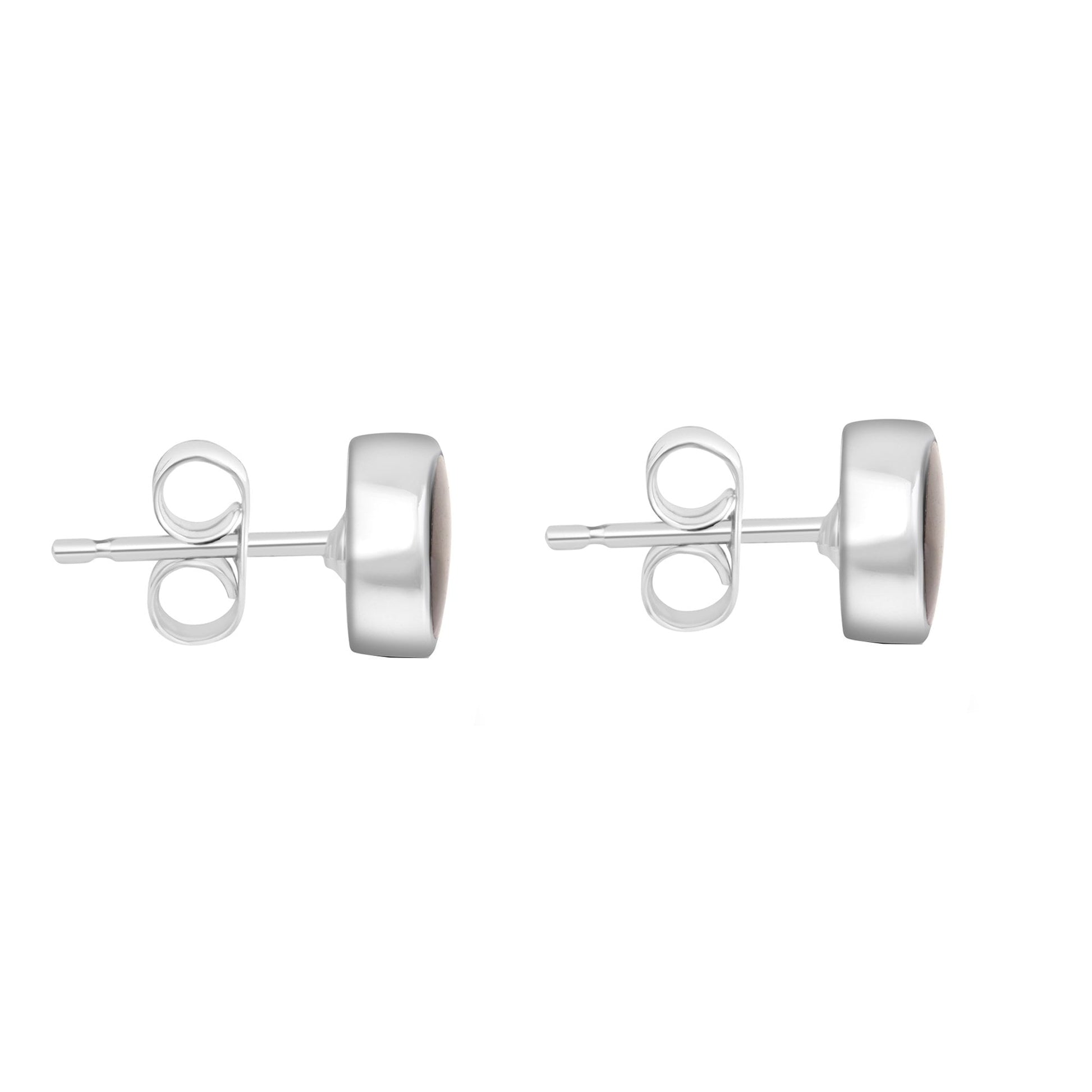 Silver 7.5mm Round Blue John Stud Earrings