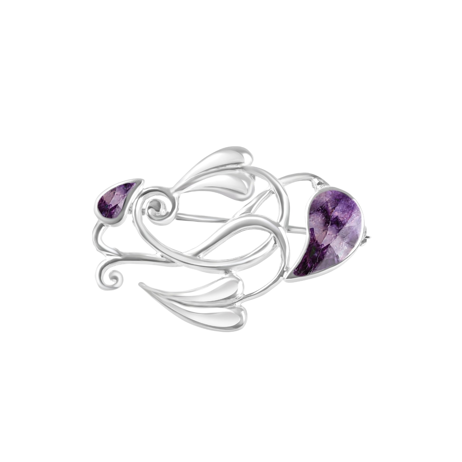 Silver Art Nouveau Inspired Blue John Vine Brooch