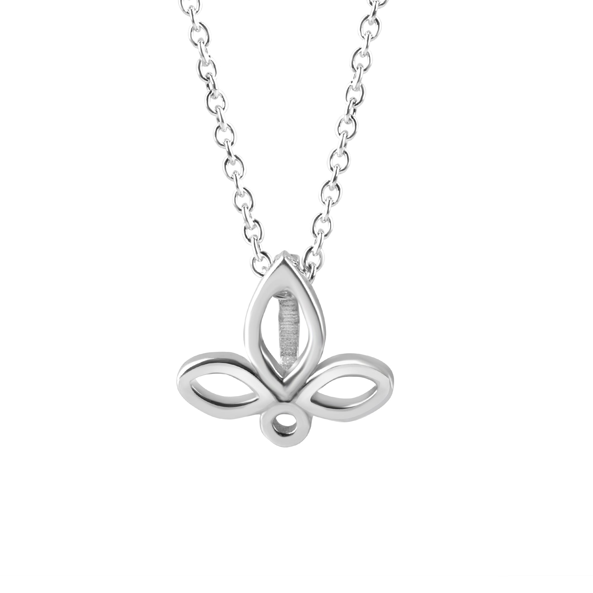 Silver Avanti Fleur De Lis Open Pendant with Adjustable 16"- 18" Trace Chain