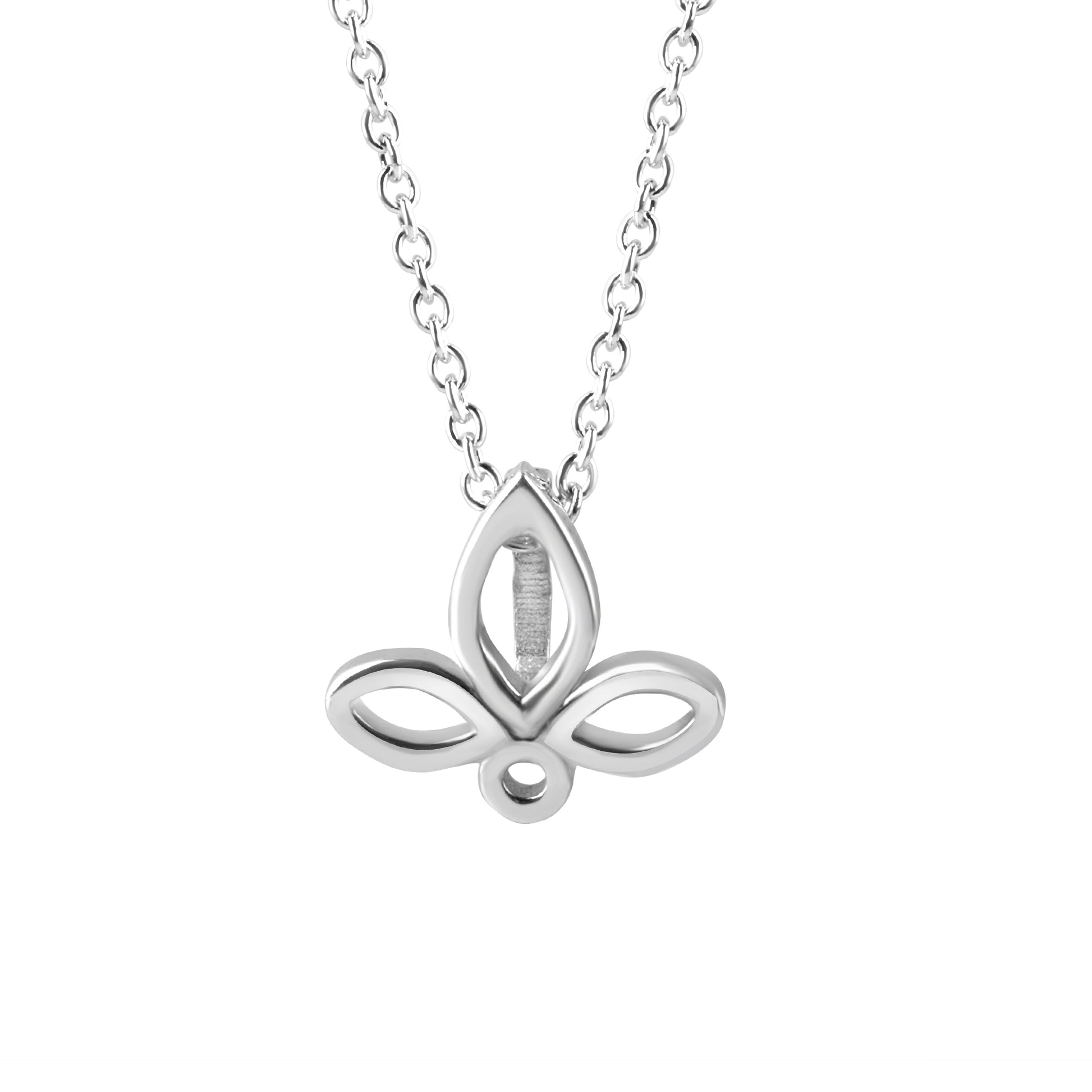 Silver Avanti Fleur De Lis Open Pendant with Adjustable 16"- 18" Trace Chain
