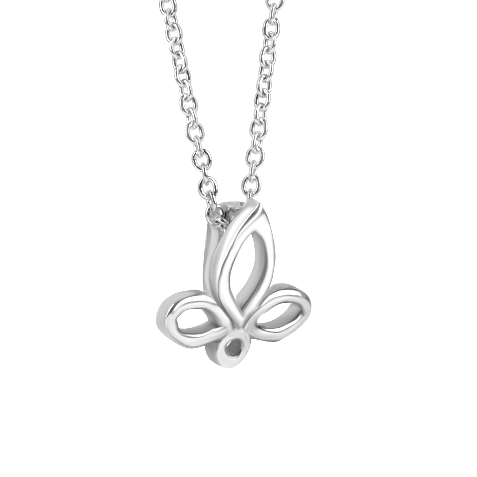 Silver Avanti Fleur De Lis Open Pendant with Adjustable 16"- 18" Trace Chain