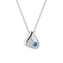 Silver Blue Cubic Zirconia Pebble Pendant with Adjustable Trace Chain