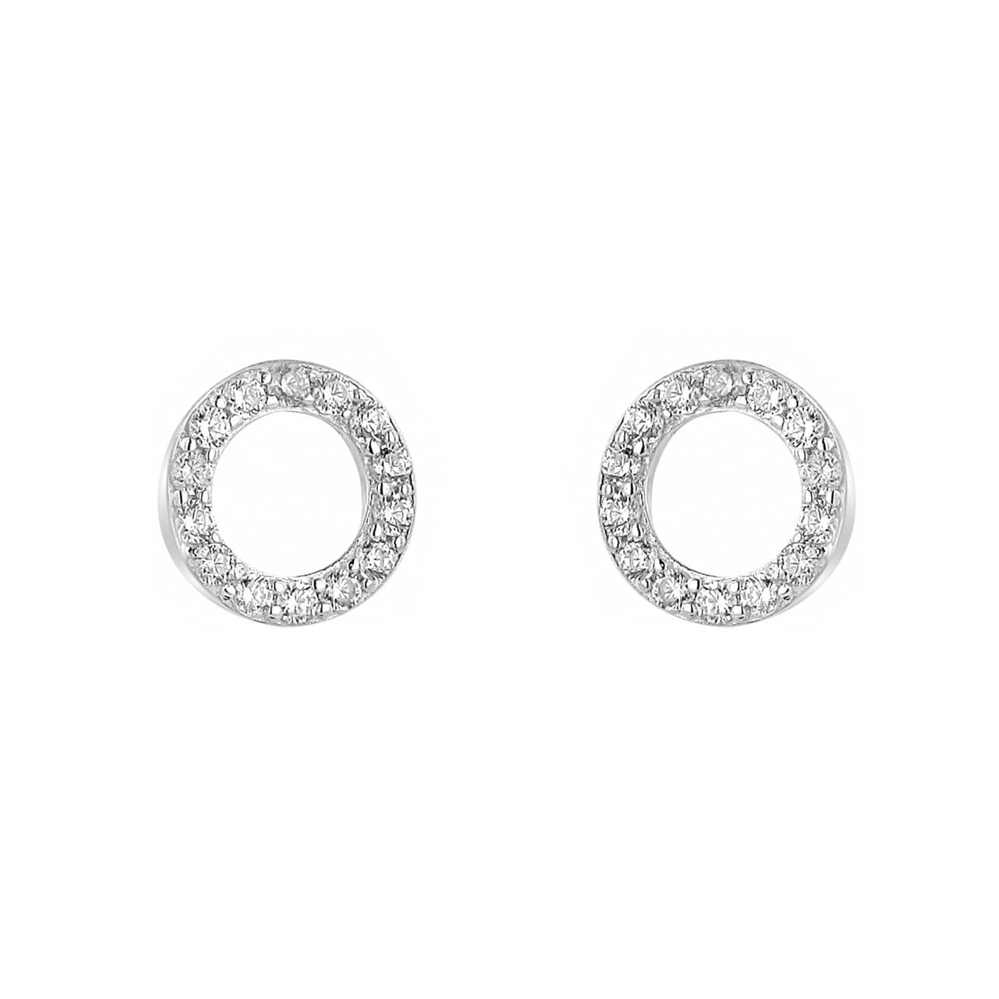 Silver Circle Cubic Zirconia Stud Earrings