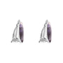 Silver Clip On Oval Blue John Earrings