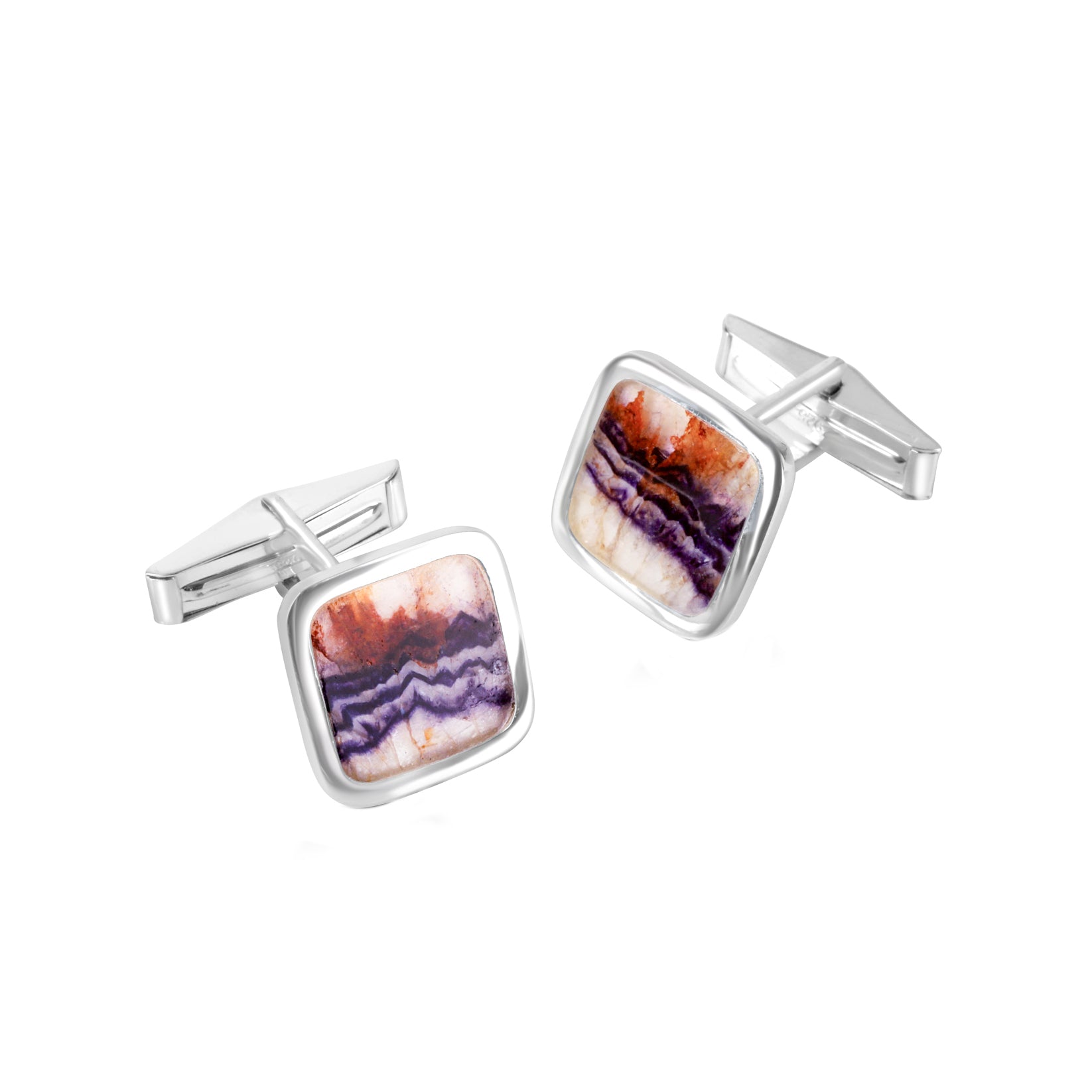 Silver Cufflinks With Derbyshire Blue John