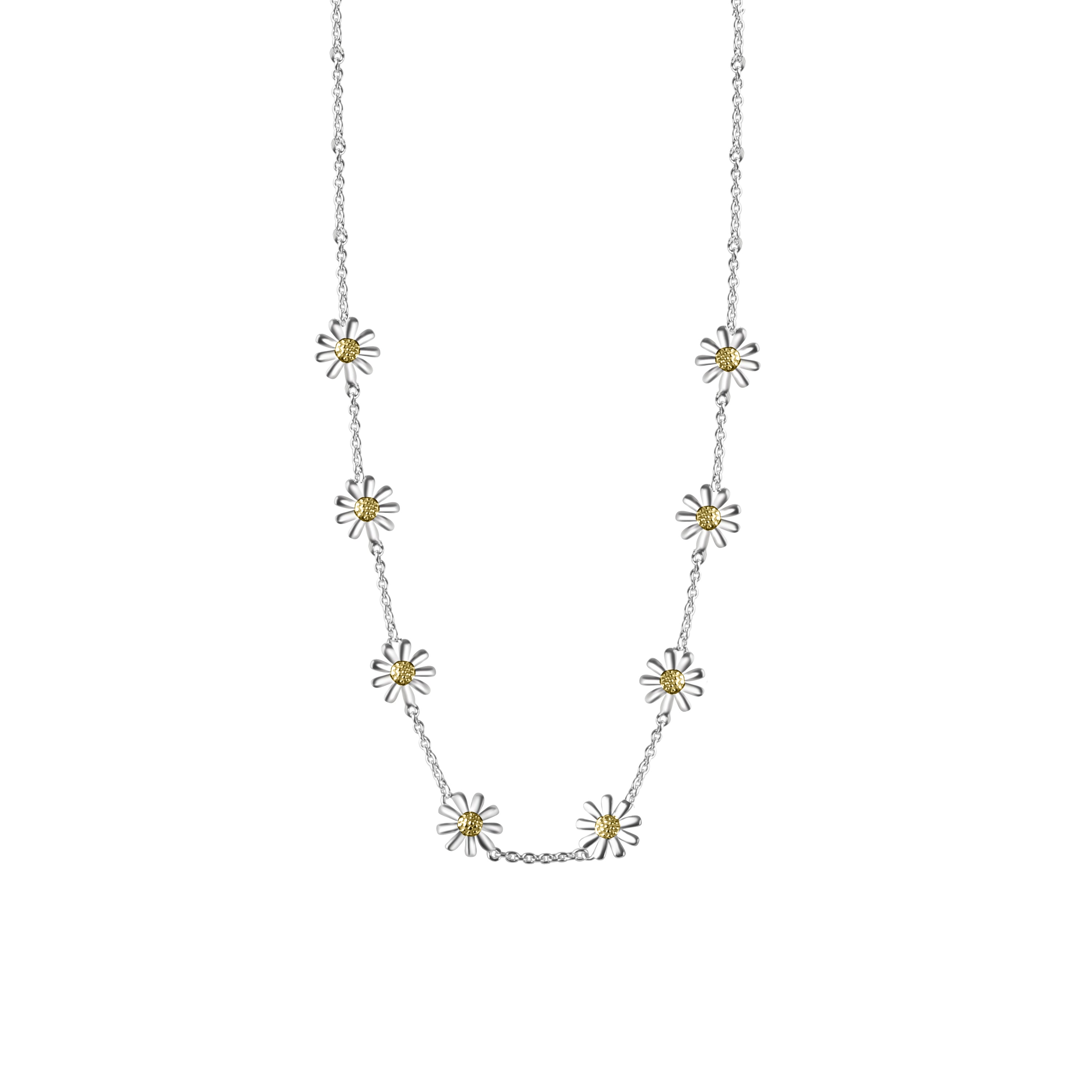 Silver Eight Daisy Necklace