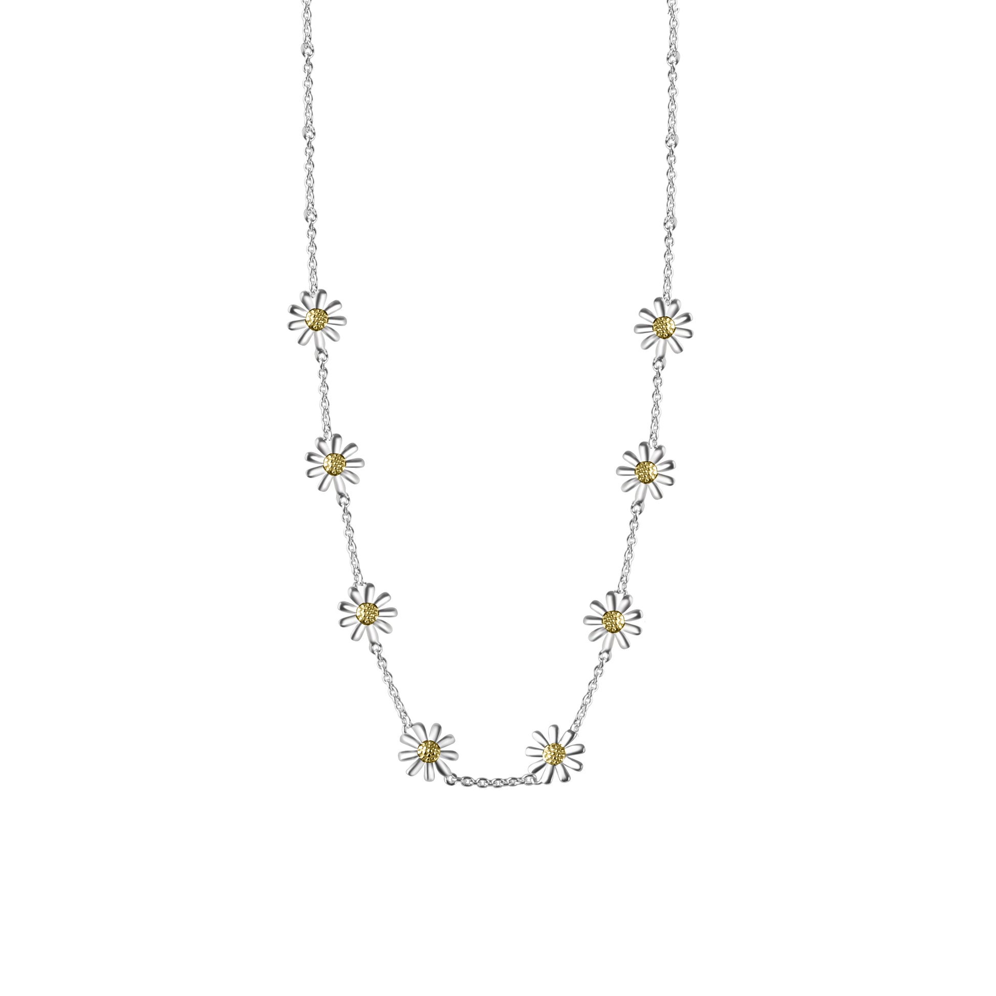 Silver Eight Daisy Necklace