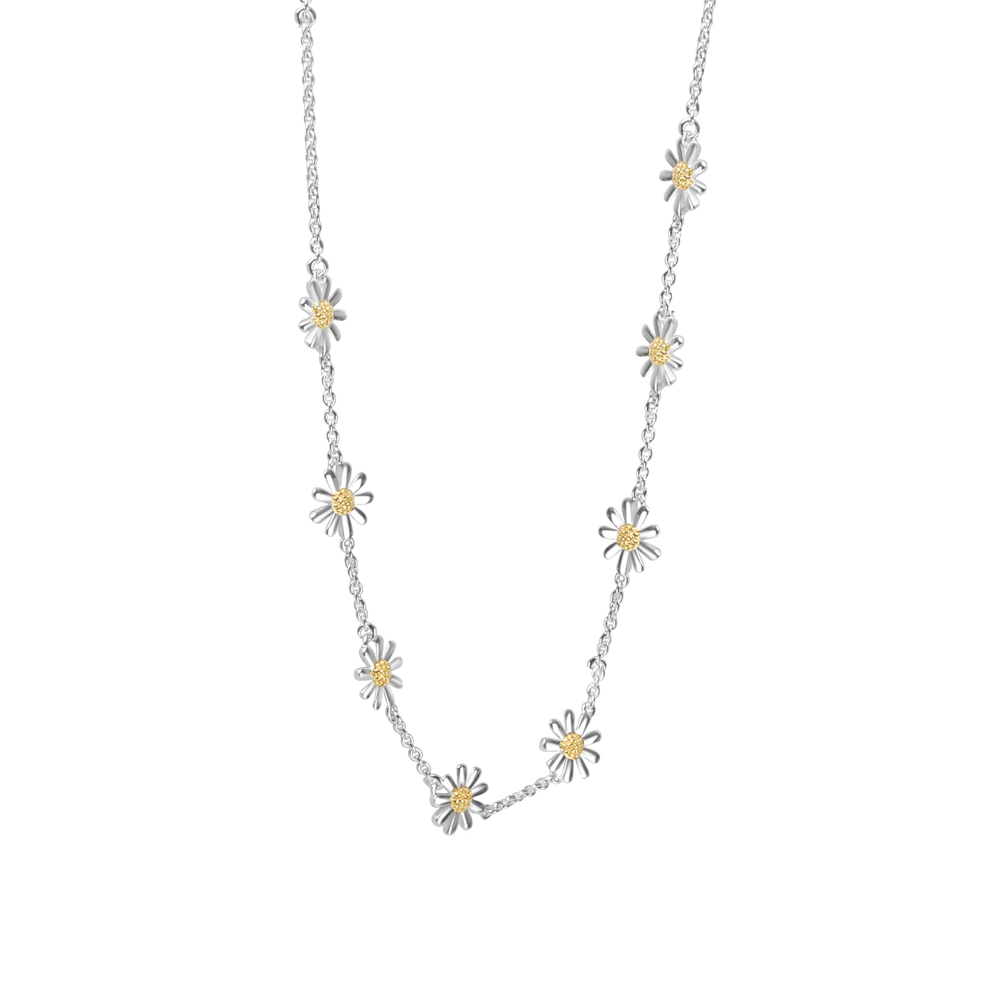 Silver Eight Daisy Necklace