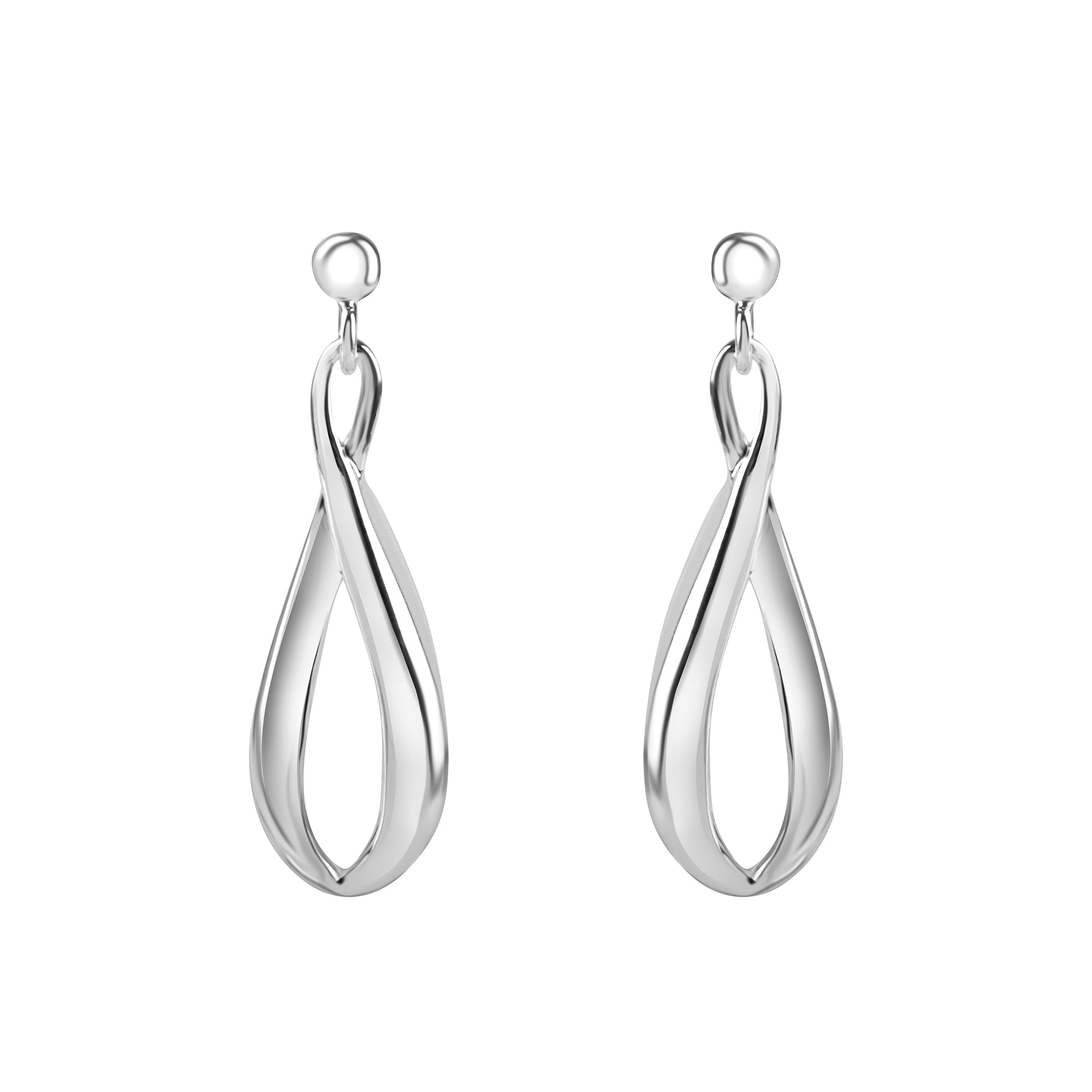 Silver Elongated Figure of 8 Drop Earrings