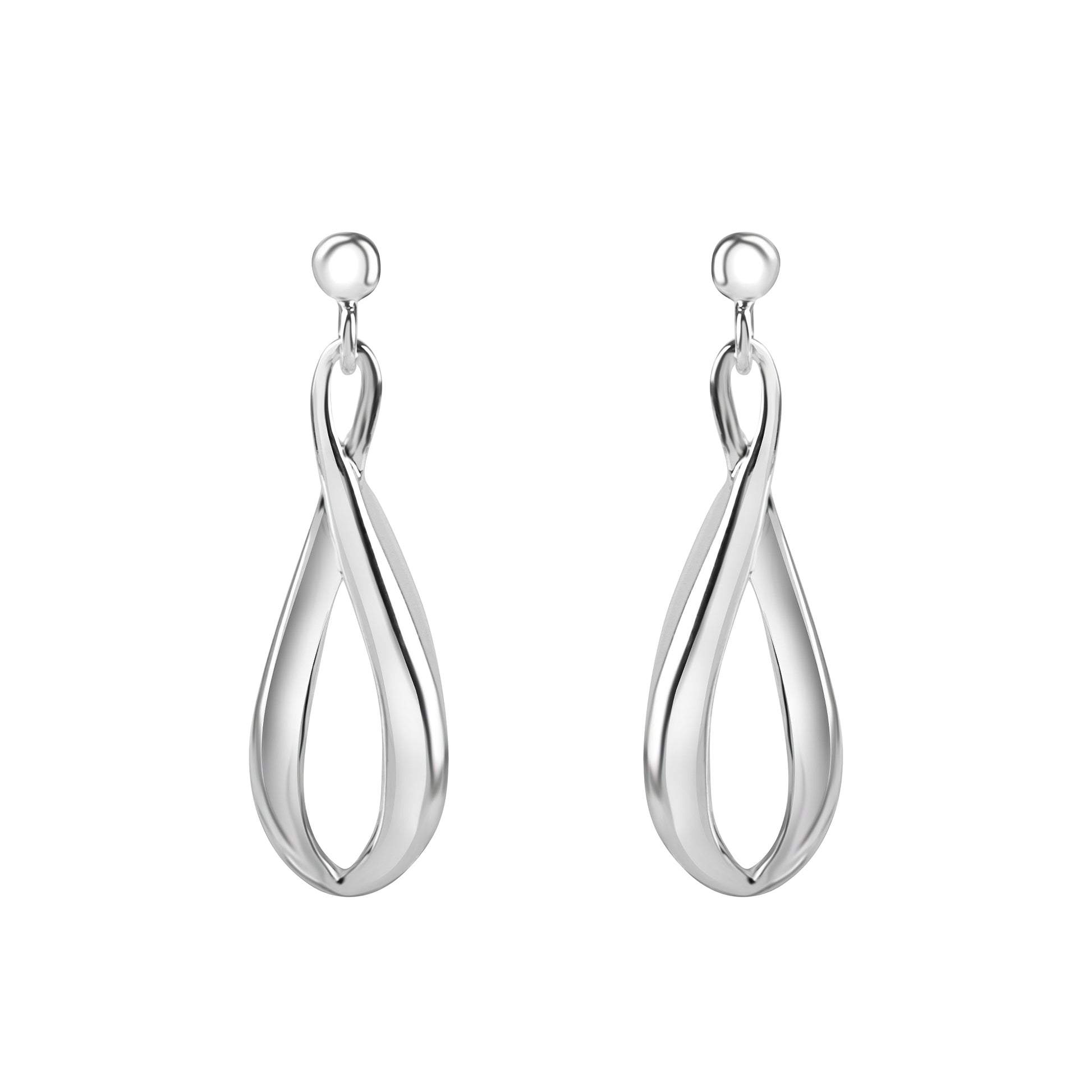 Silver Elongated Figure of 8 Drop Earrings