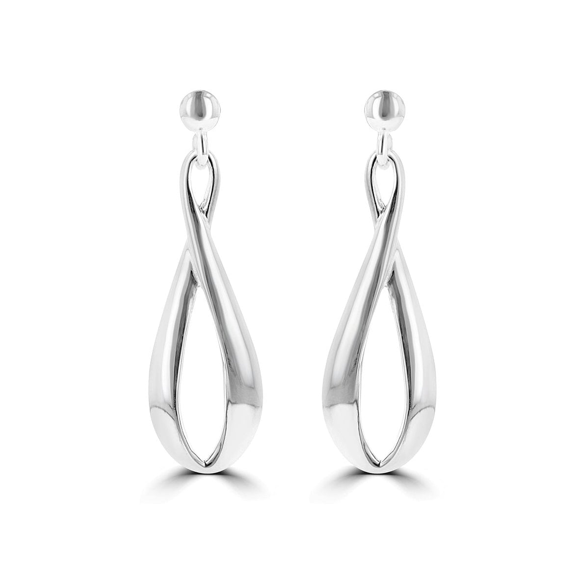Silver Elongated Figure of 8 Drop Earrings