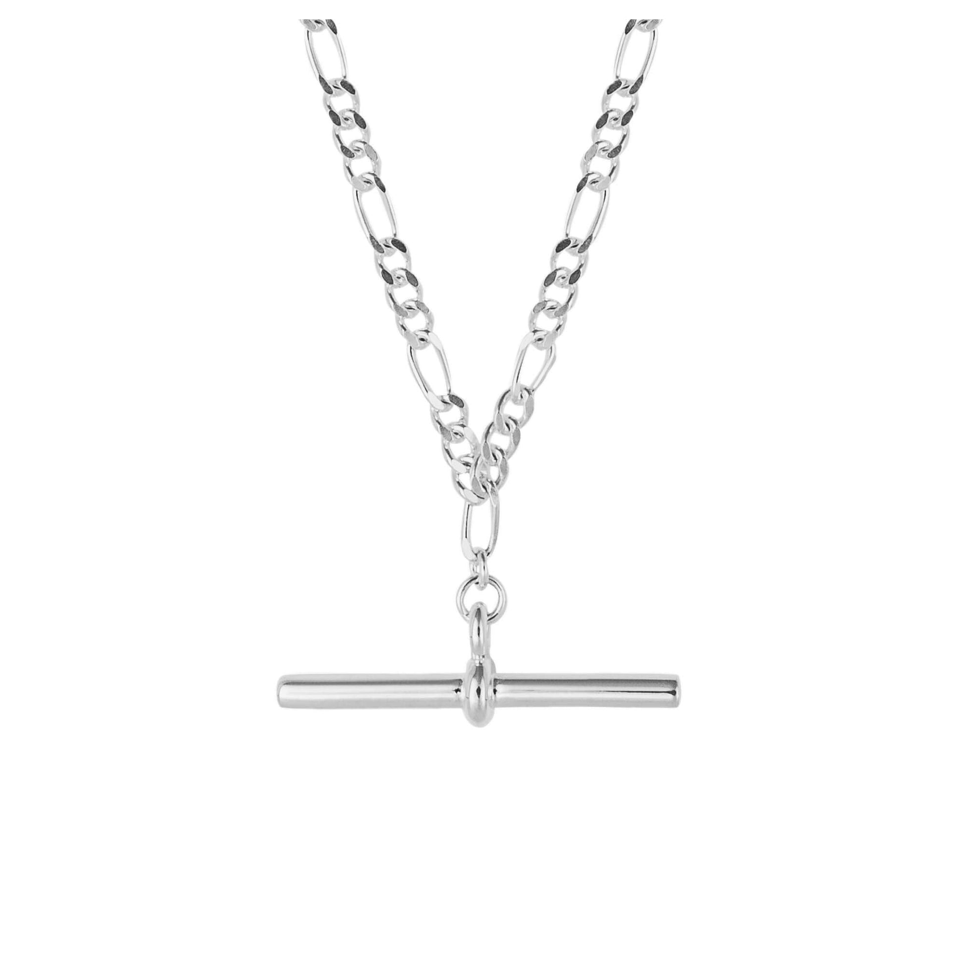 Silver Fancy Chain Link T-Bar Necklace