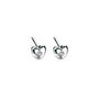Silver Heart Stud Earrings with Diamond
