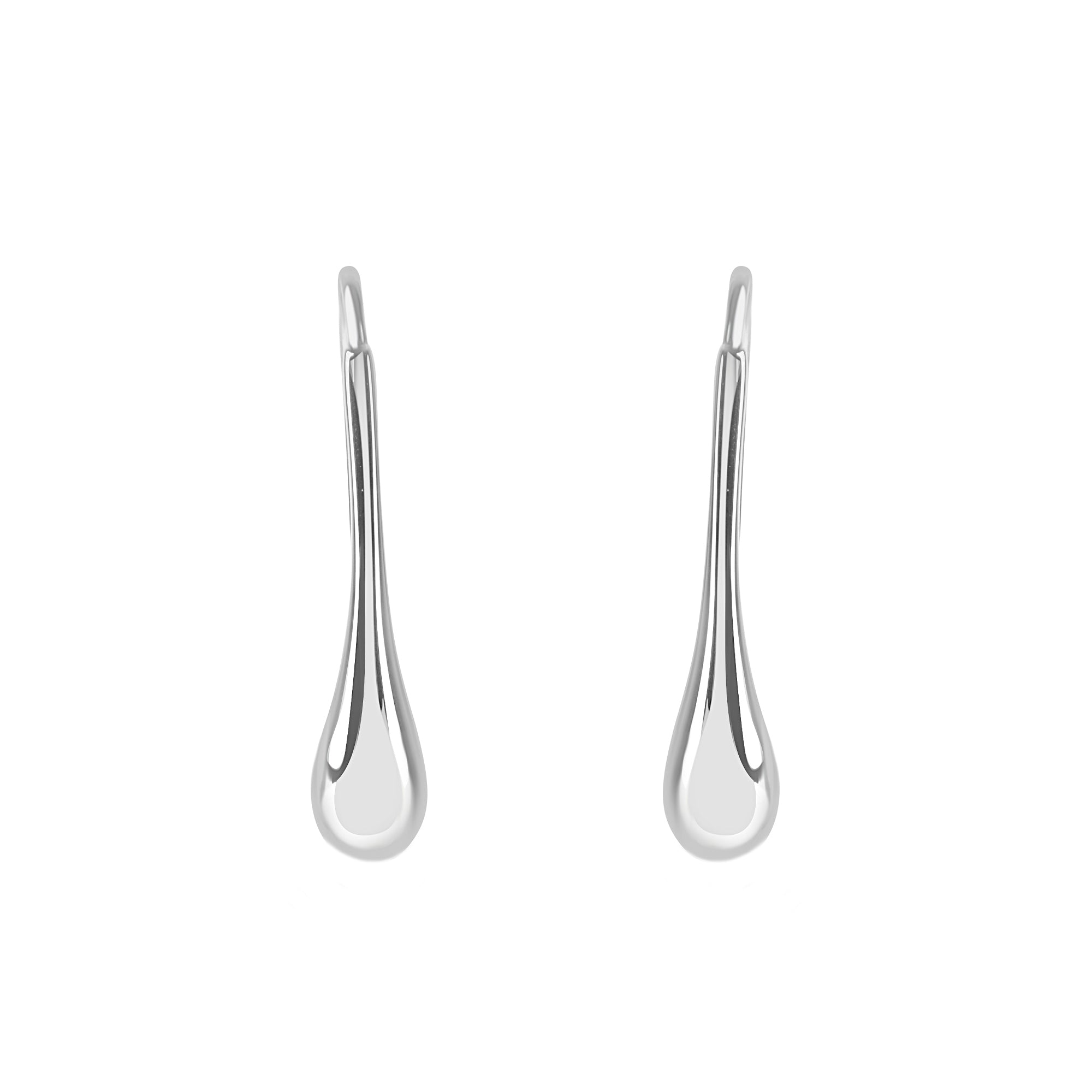 Silver Long Pear Drop Hook Earrings