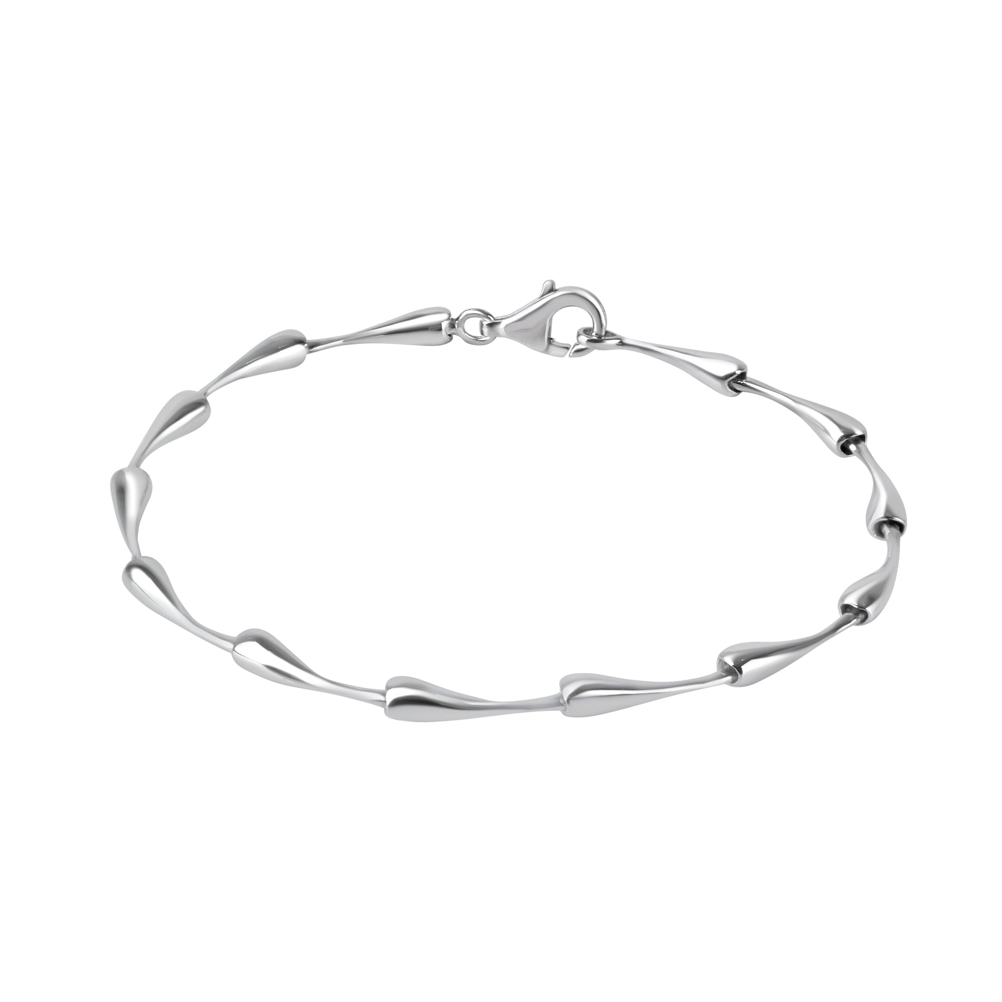 Silver Mini Long Pear-Shaped Articulated Bracelet