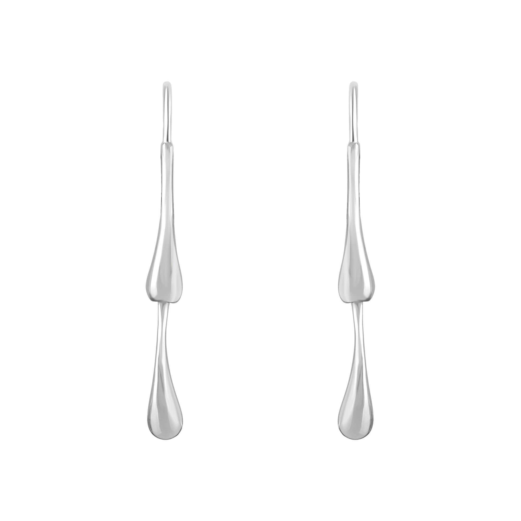 Silver Mini Long Pear Drop Earrings