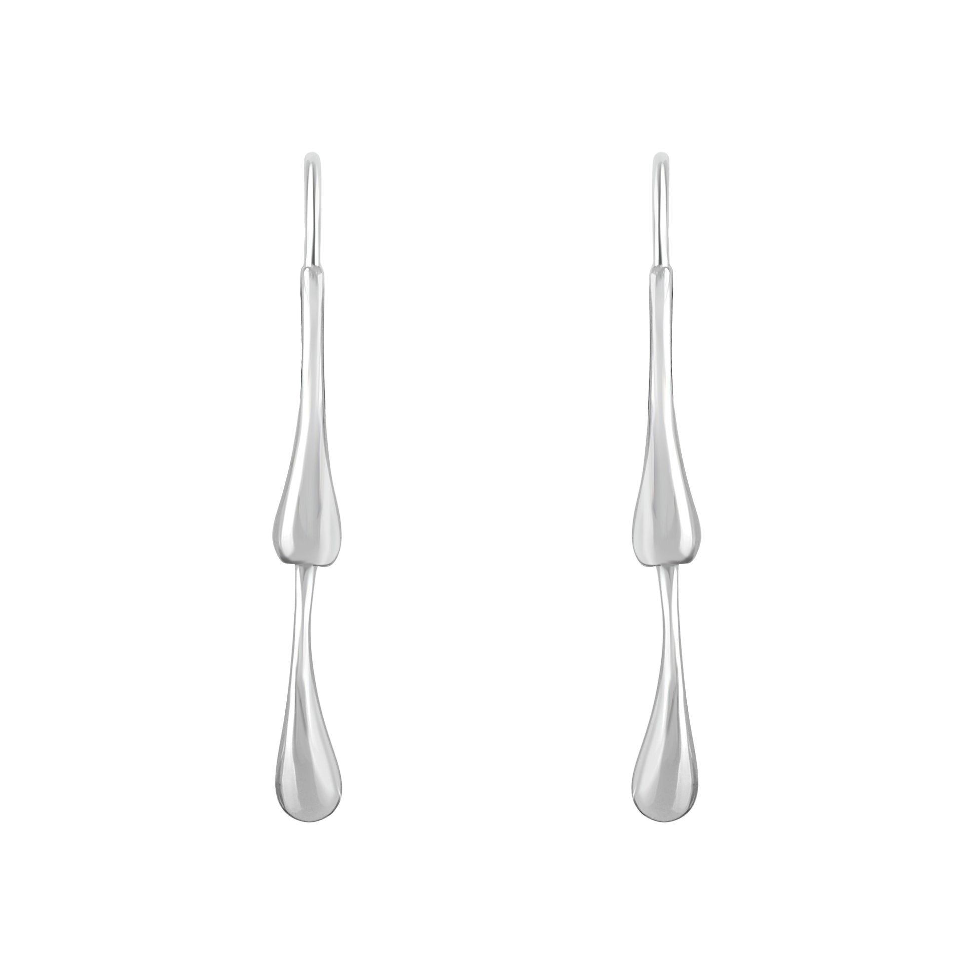 Silver Mini Long Pear Drop Earrings