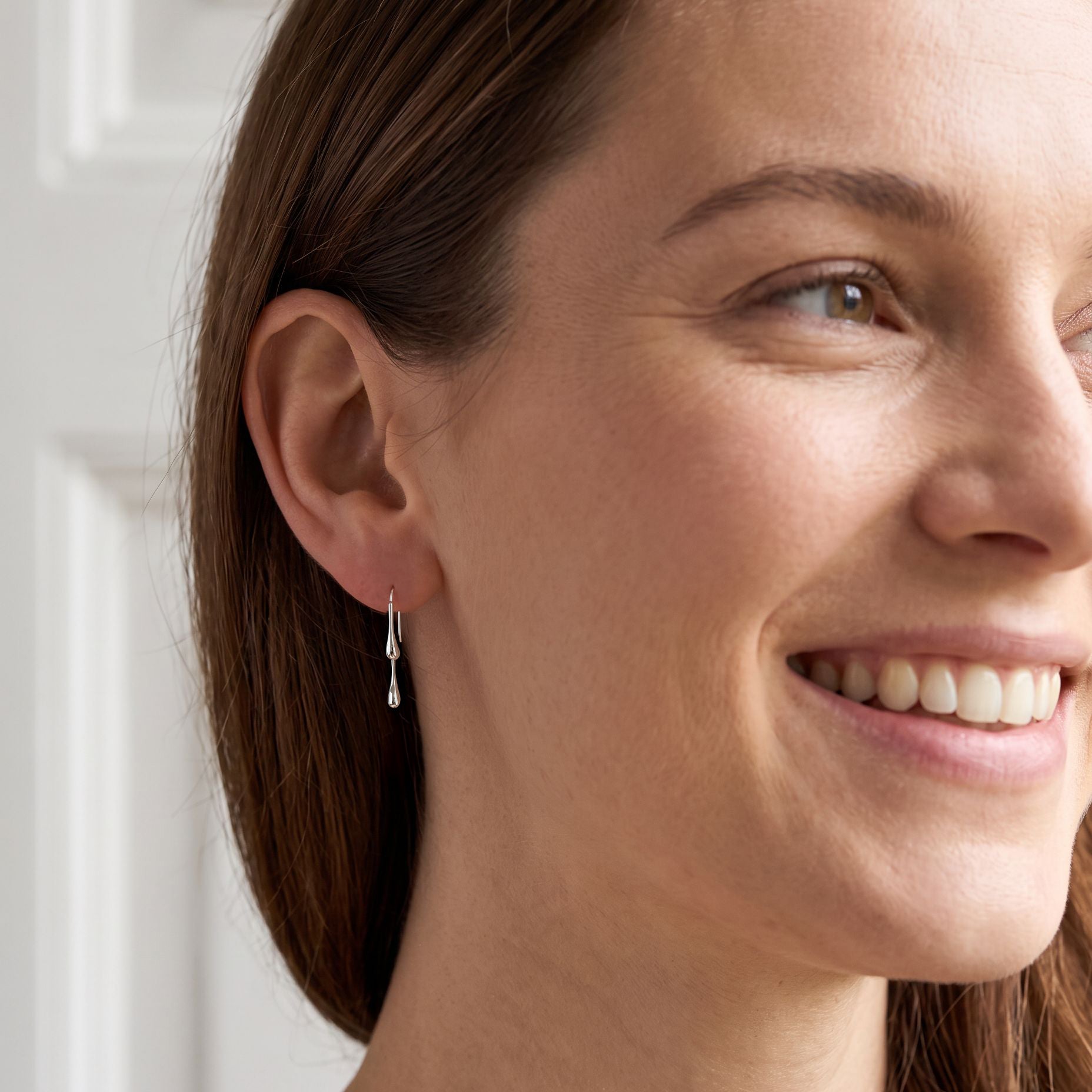 Silver Mini Long Pear Drop Earrings